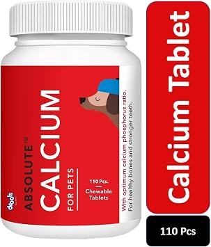 Drools Absolute Calcium Tablet- Dog Supplement, 110 Piece for All Breed Sizes for Dogs Preservative-Free