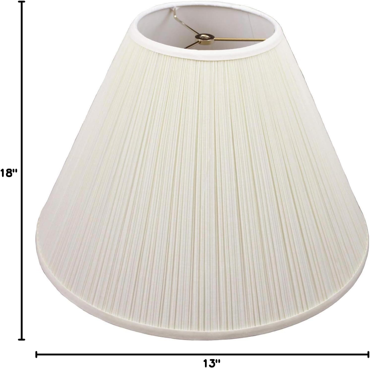 FenchelShades.com Lampshade 7" Top Diameter x 18" Bottom Diameter x 13" Slant Height with Washer (Spider) Attachment for Lamps with a Harp (Pleated Mushroom Cream)