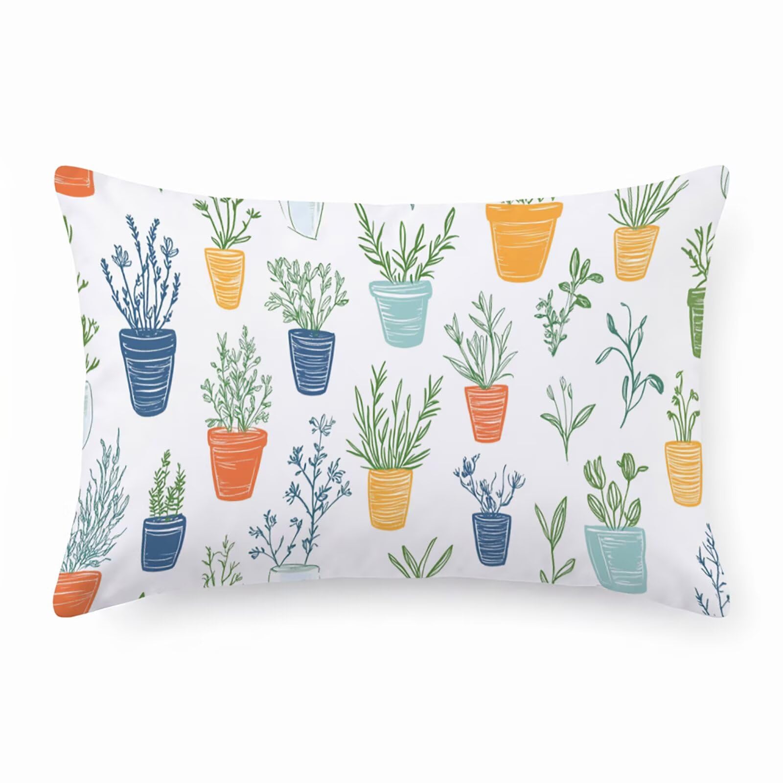 Housse coussin 50x100 cm extérieur imperméable en lin imprimé double face