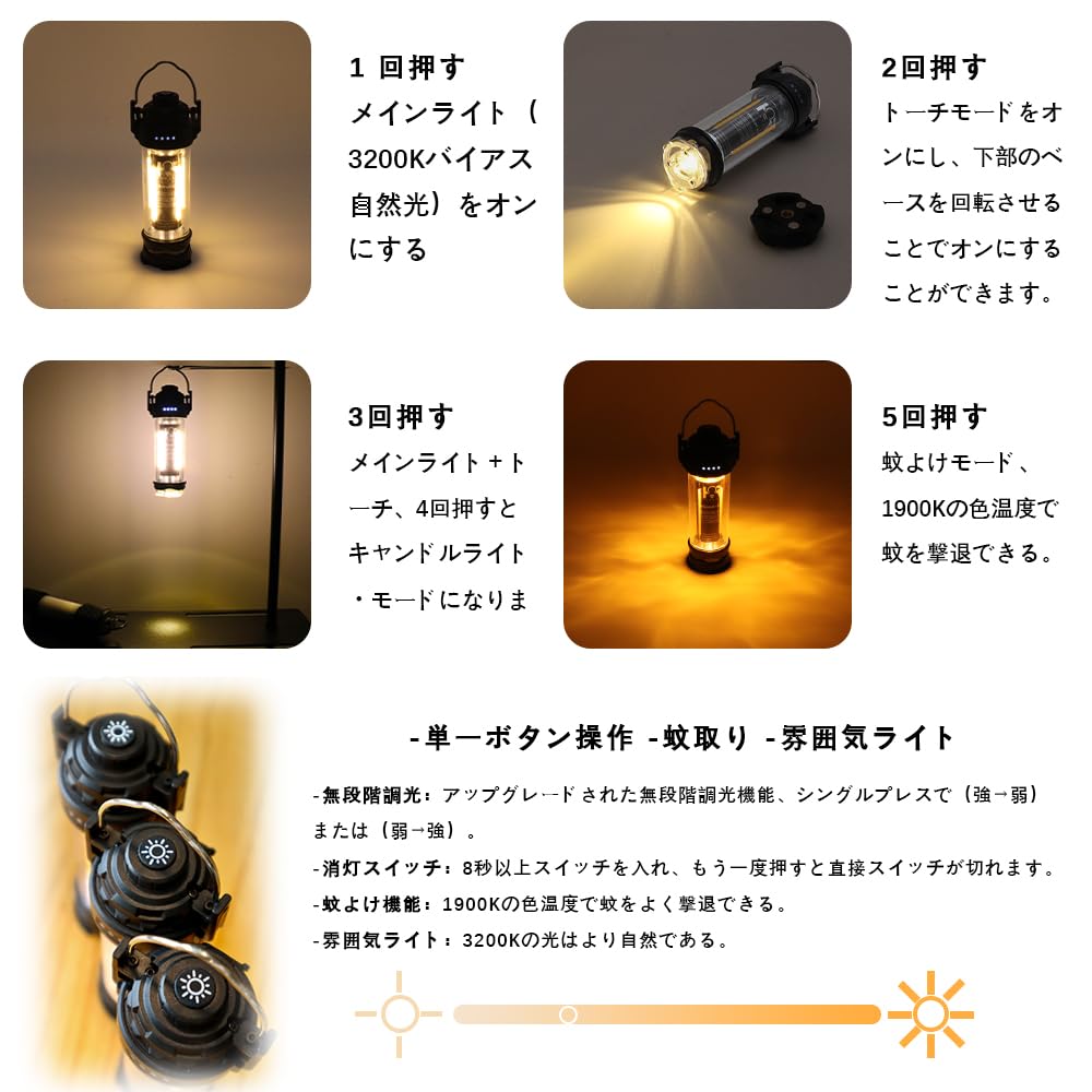 Amazon.co.jp: LED ランタン BATOT キャンプ ランタン 5つ点灯