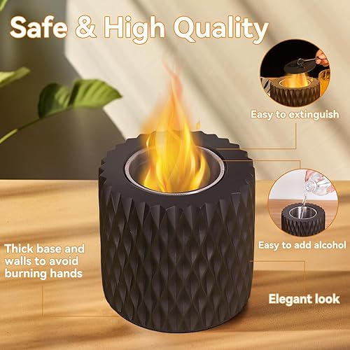 Miniatura 8 de Cuenco para hoguera de mesa, hoguera de larga duración para interiores, chimenea de mesa portátil, mini hoguera con tapa de extinción de incendios,
