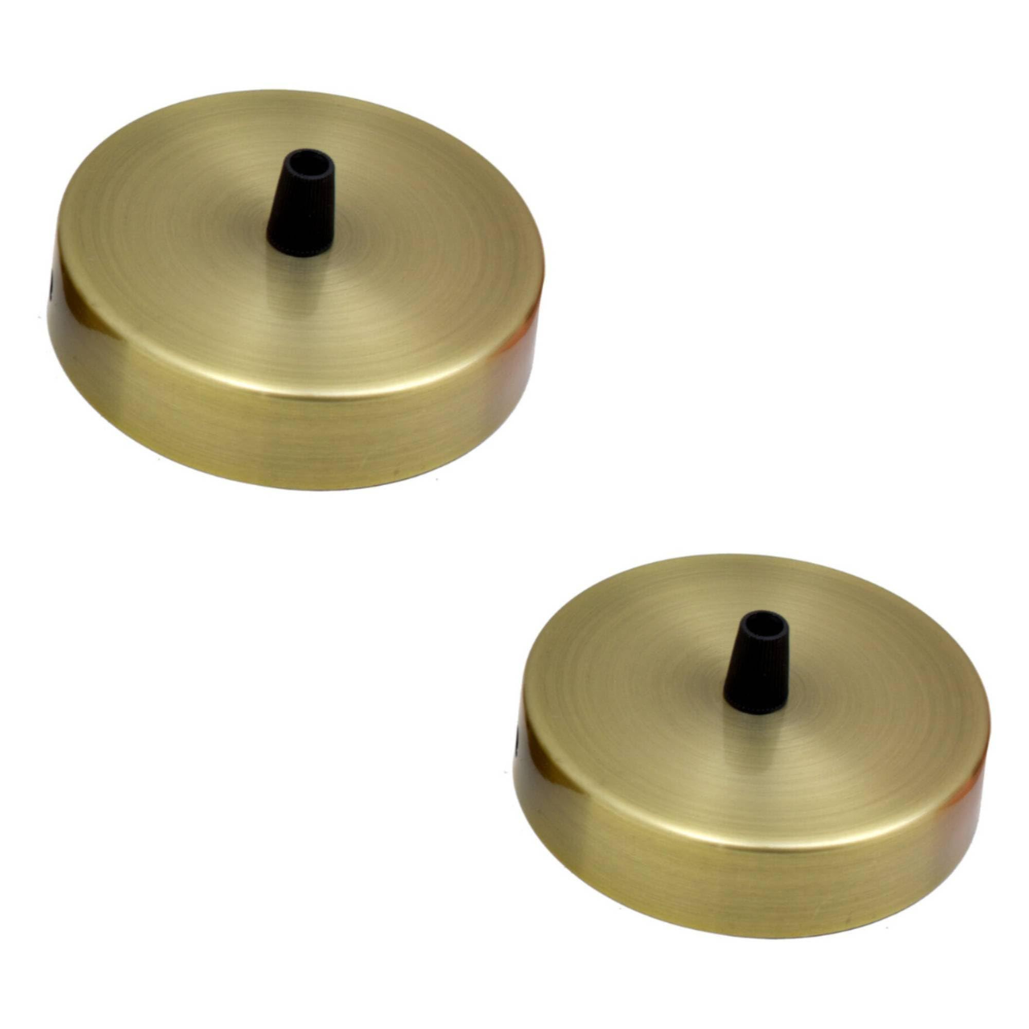 2 Pack Green Brass Ceiling Rose 100mm Pendant Light Fitting, Metal Single Outlet Cover Plate Canopy Kit with Accessories for Chandeliers, Wall Lamps, Hanging Lights, Living Room, Bedroom, Hallway