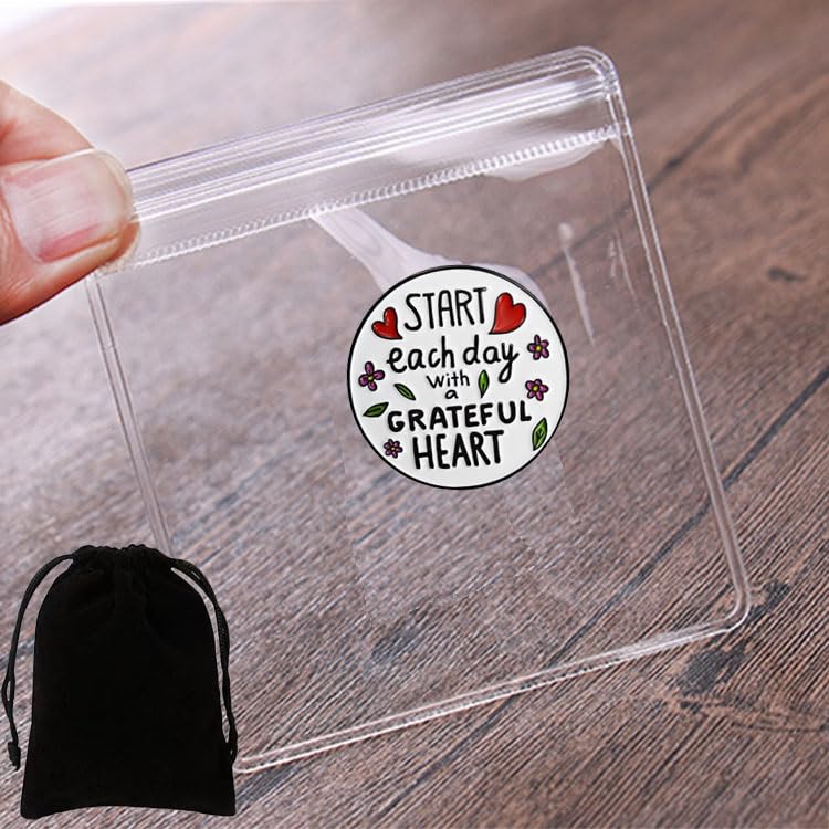 Image of Enamel Pin Start Each Day With a Grateful Heart Grateful Enamel Pin Day of Prayer Lapel Pin Thanksgiving Gift for Women Men Kids