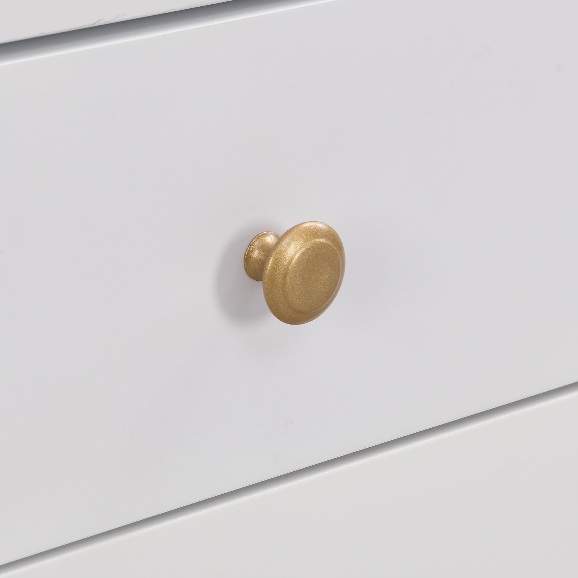 Moimhear TV-Schrank, niedriges Paneel mit strukturierter Tür, TV-Möbel mit Schubladen, goldenen Griffen und goldenen Füßen (weiß+Gold)