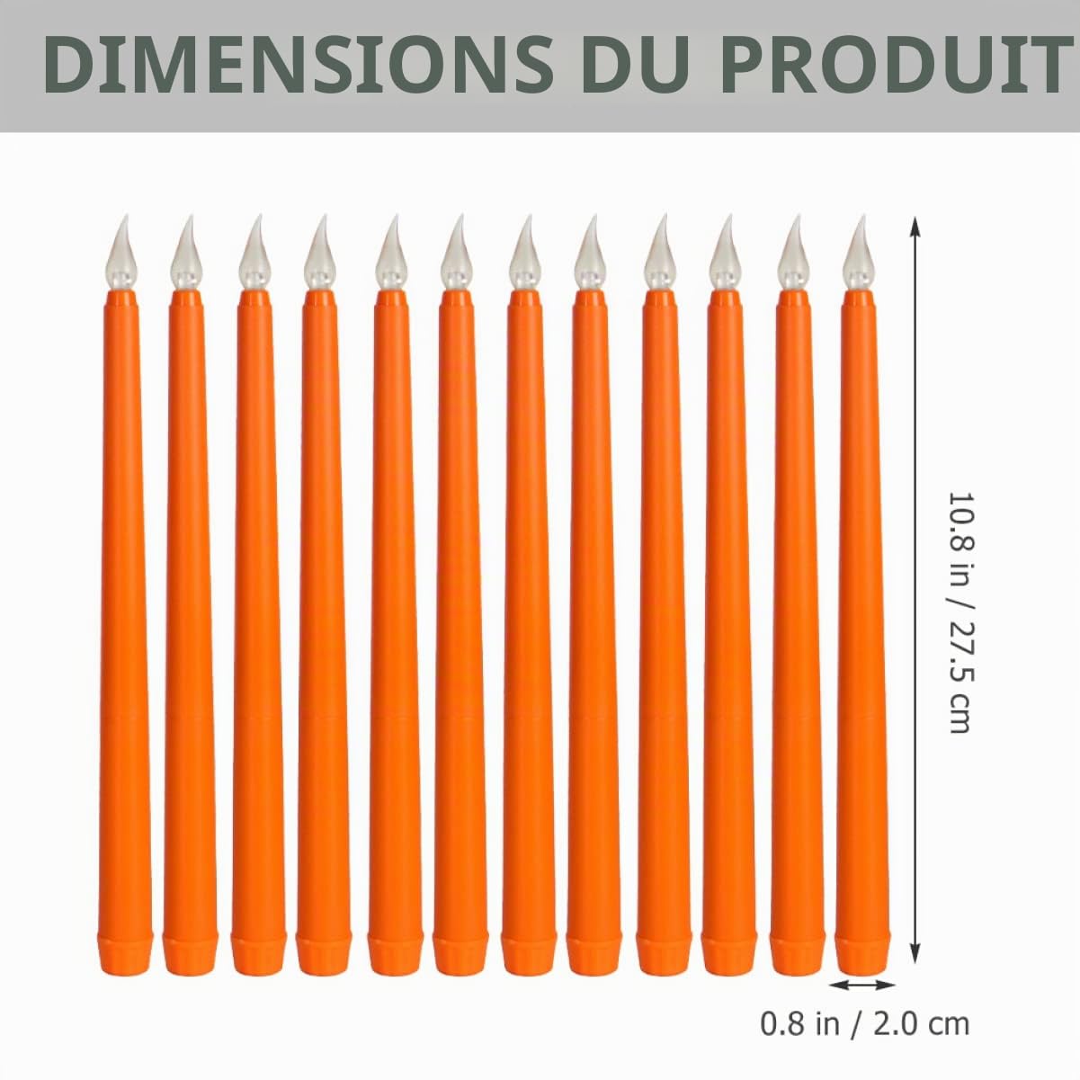 12 Pièces Bougies Effleurant Bougies Actionnées Lumières De Batterie De Noël Led Fête Sans Cône D'Église Pour Décor Bougie Anniversaire Sans Flamme Mariage Électrique Orange