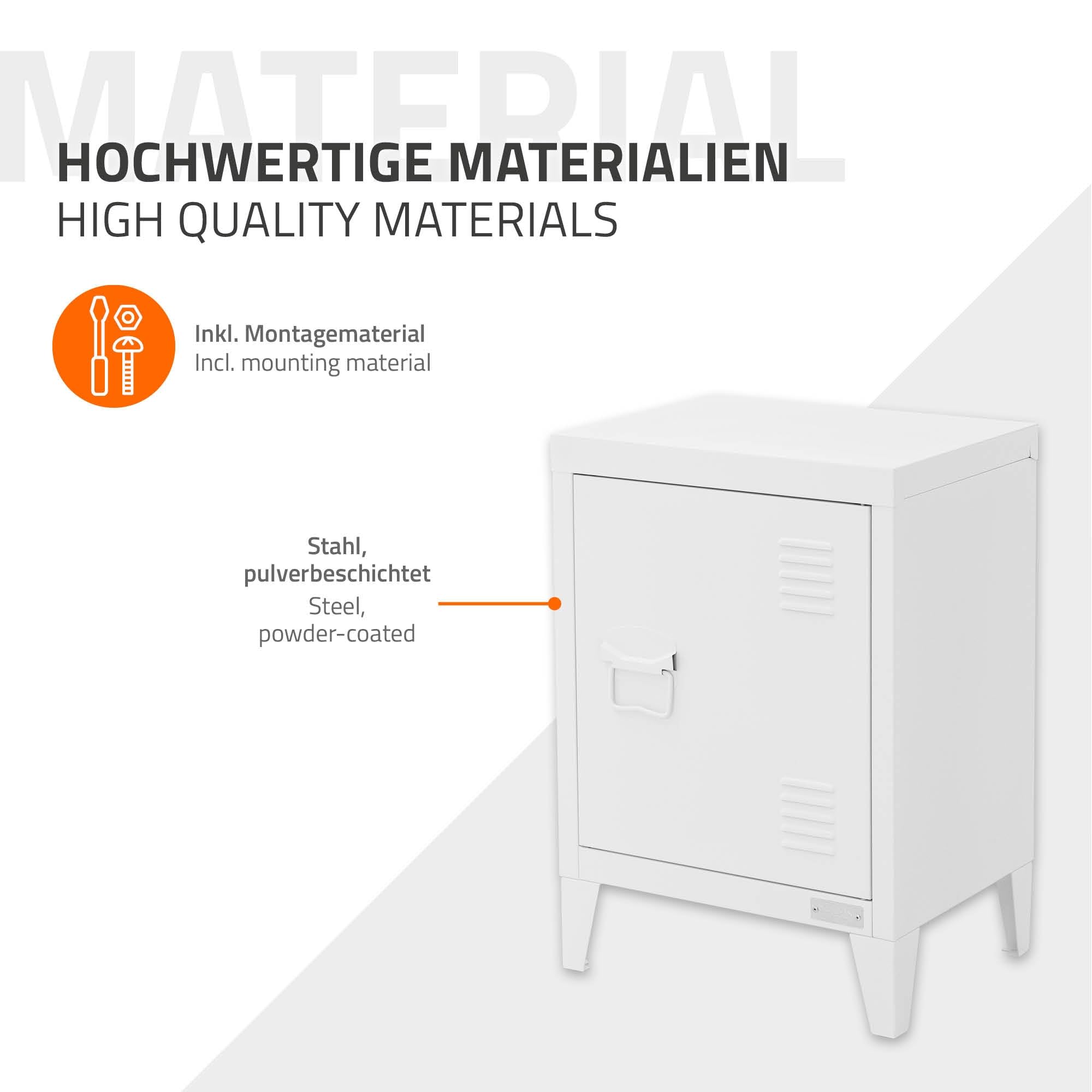 ML-Design uniwersalna szafka metalowa bialy 40x30x57,5 cm stalowa z drzwiami kompaktowa szafka biurowa mala szafka na dokumenty i do przechowywania szafka boczna kawowa do salonu biura sypialni