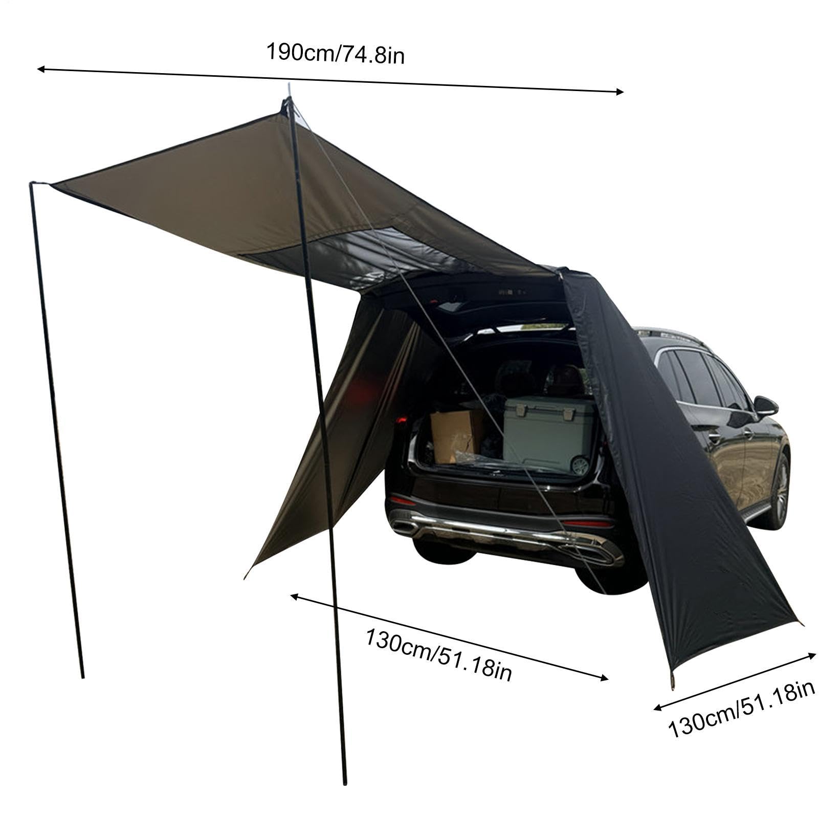 Tailgate Car Tent - Waterproof UV Shade Canopy for SUV Camping | Breathable Oxford with Fabric Adjustable Fit, Outdoor Shelter Extension for Picnic Beach Fishing Road Trip Travel Use