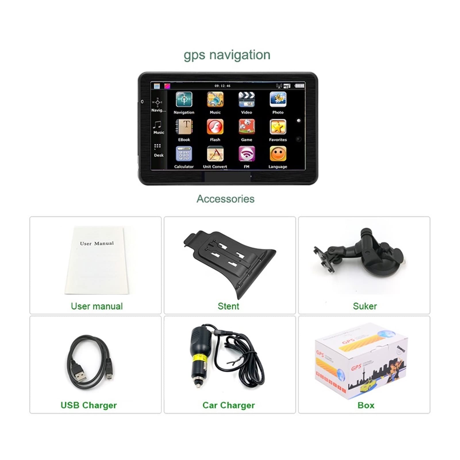 Auto GPS Navigazione 25. 6m + 8 GB 4.3 Pollice GPS 256m + 8 GB Ultimi America del Sud America Francia Europa Vehicle Navigator Per Auto, Camion, Camper