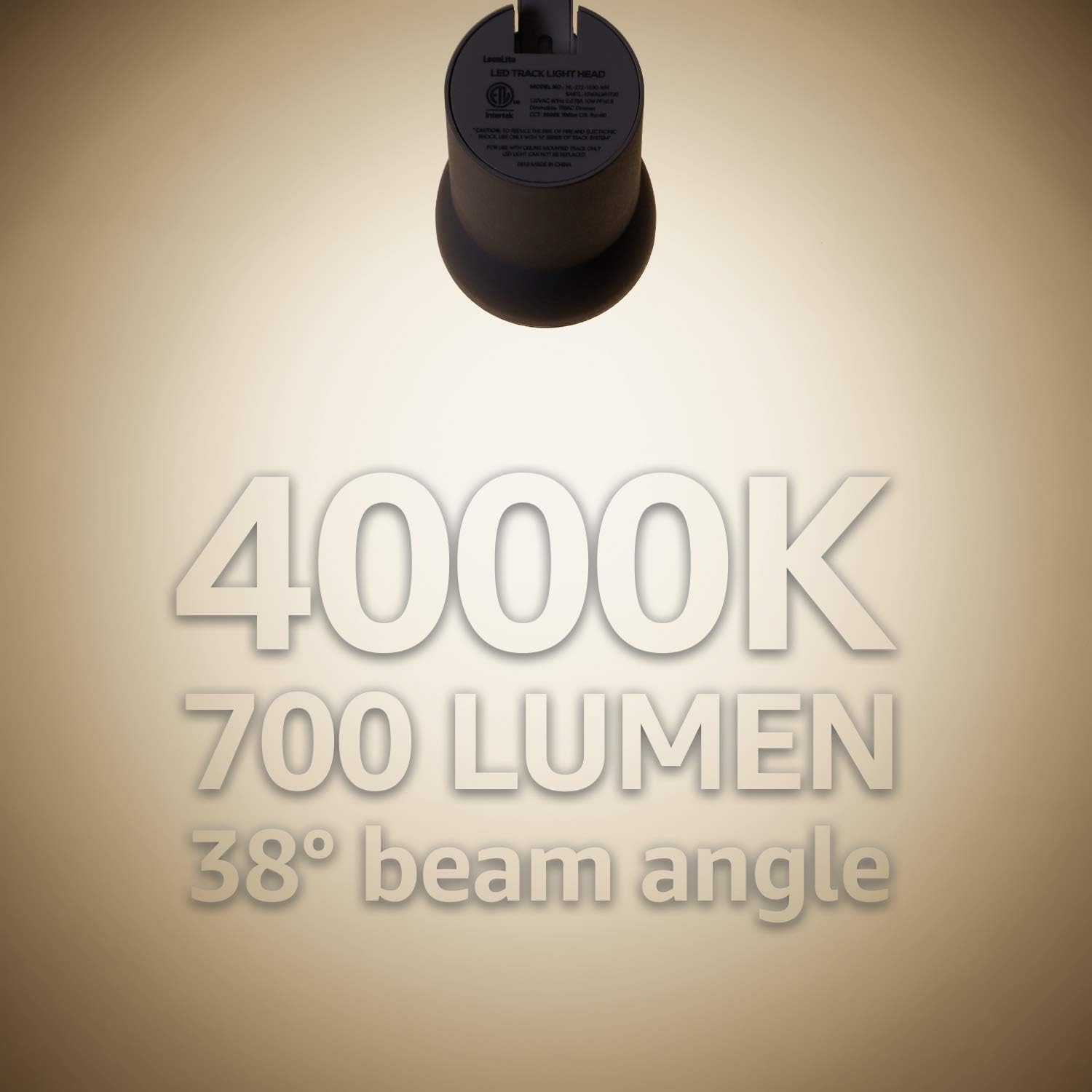 LEONLITE 10W Complete LED Track Lighting Kit, (3) H Type Spotlight & 8FT Track Rail & (1) Floating Canopy Connector & (1) I Connectors, CRI90+, 4000K Cool White White