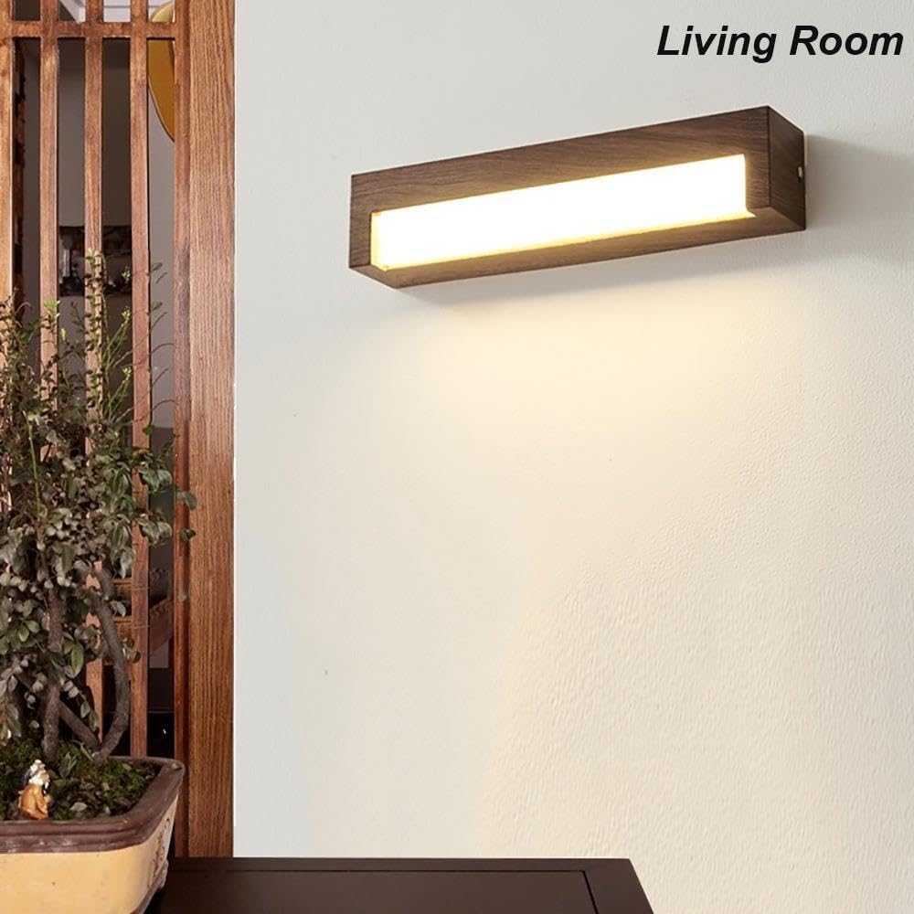 Kinkiet Nowoczesny LED, Drewnopodobny Pasek Lampy Ścienna Korytarz