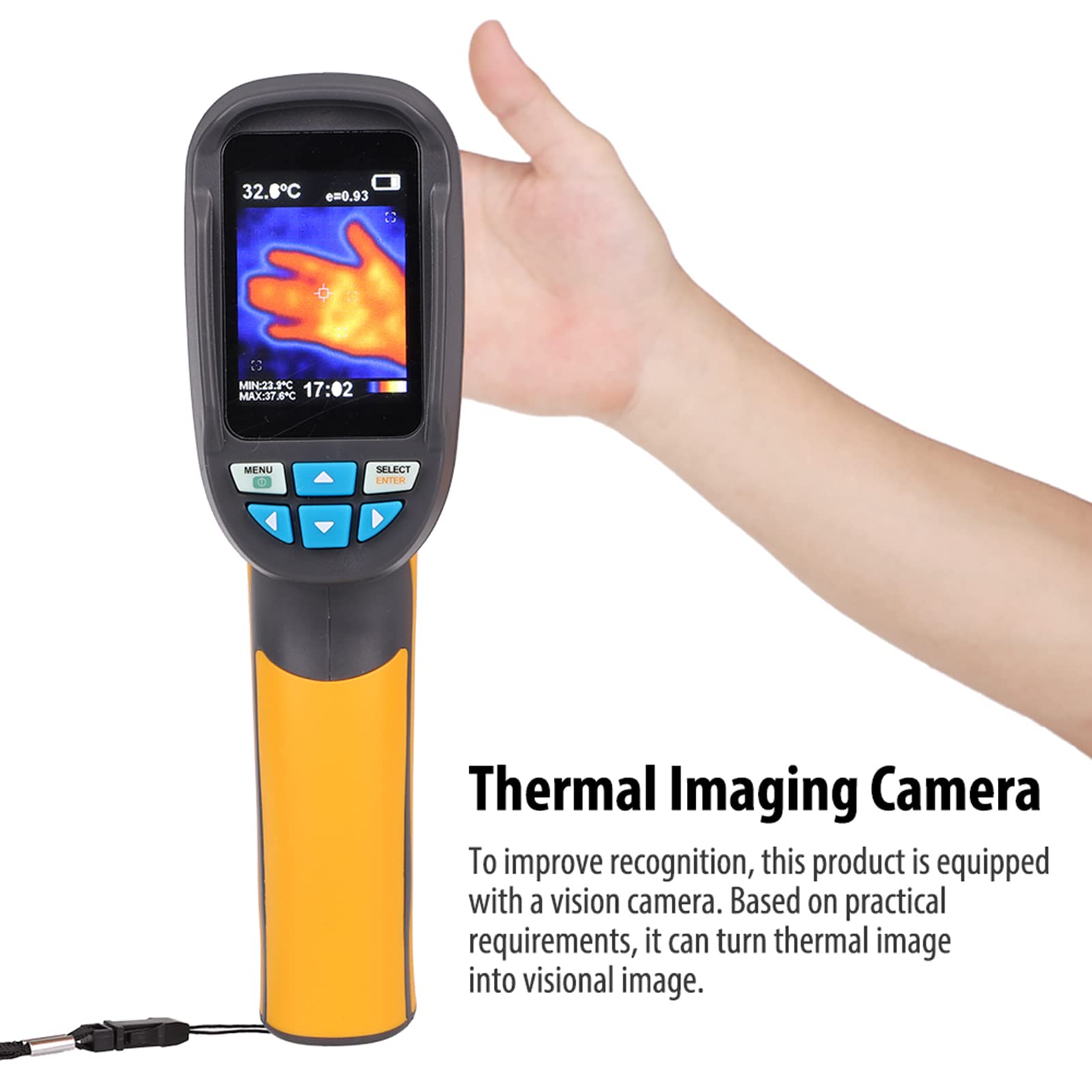 Cámara Térmica Infrarroja HT-02D Sensor Infrarrojo de 32x32 Píxeles con Pantalla a Color de 2,4 Pulgadas Rango de Medición de Temperatura -4 °F ~ 572 °F