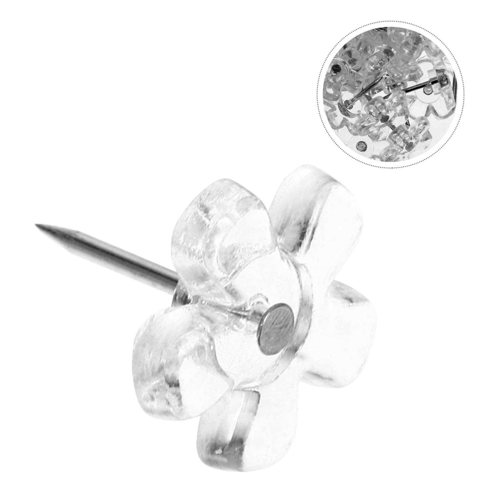 Angoily 5 Ensembles Punaises Transparentes en Forme De Fleur pour Bureau Punaises pour Tableau Punaises Transparentes pour Salle De Classe Punaises Murales Suspendues 100 pièces * 5