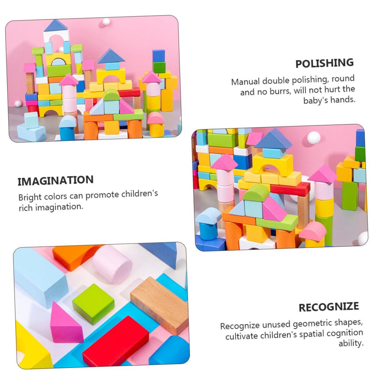Abaodam Gioco Educativo per Bambini 100 Pezzi di Blocchi in Legno Geometrici, Sicuri e Levigati a Mano per Mani dei Bambini, per Imparare Giocando