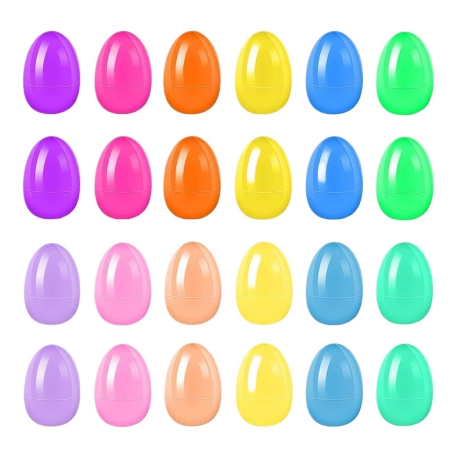 ZYAYNG 24 Pack Fillable Plastic Easter Eggs Smooth Edge Assorted Colors for Egg Hunts Classroom Prizes Gifts For Easter