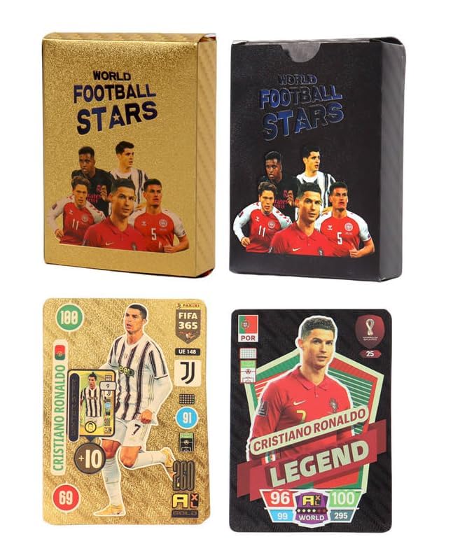 World Football Soccer Star Cards, Soccer,Football Trading Card, Soccer 2024 World Cup Football Star Card, UEFA Champions League Football Fans and Collectors (55 pcs Gold+55 pcs Black)-image-35