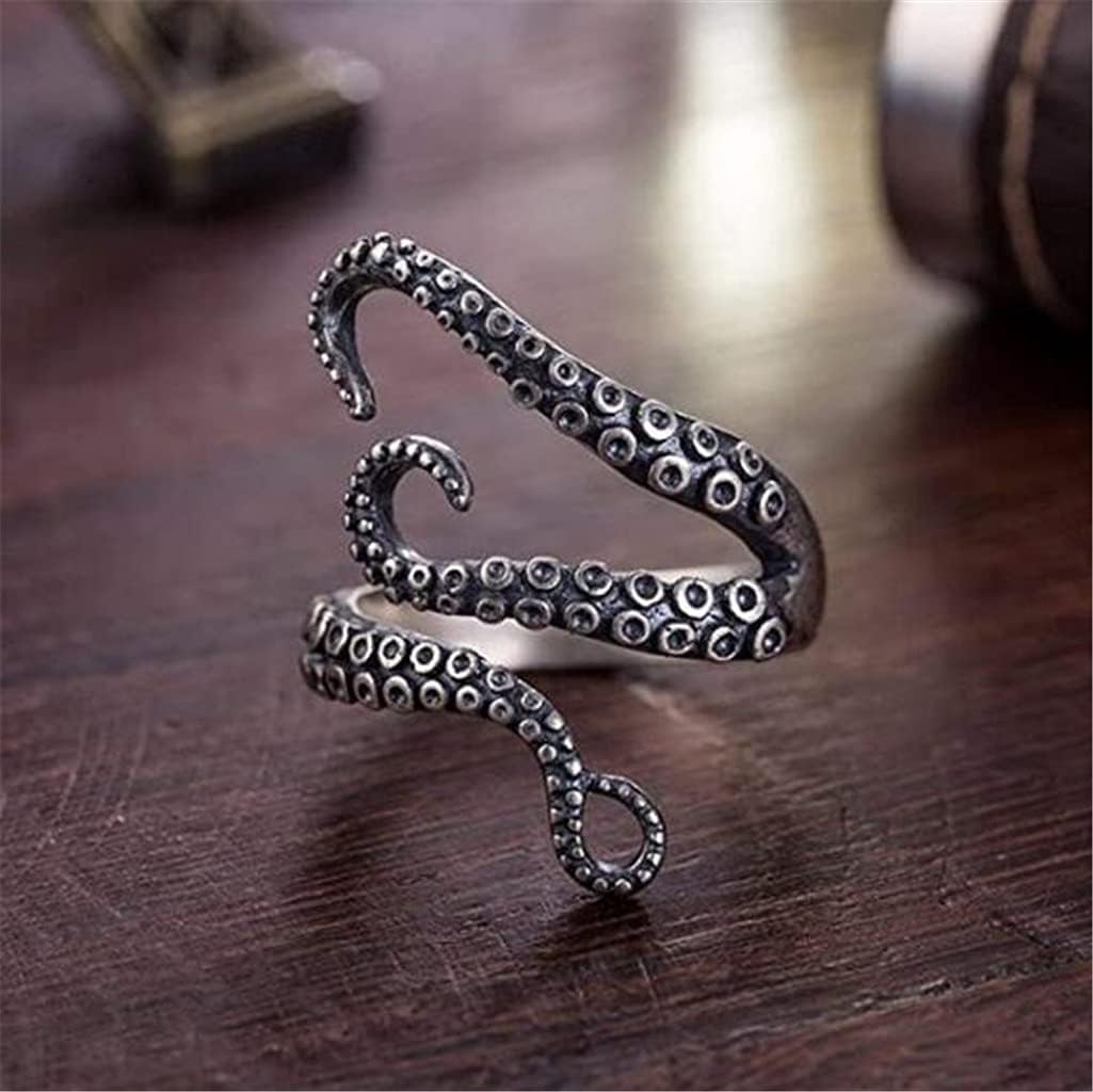 Black Octopus Opening Adjustable Retro Men Personality Ring and Creative : Clothing, Shoes & Jewelry