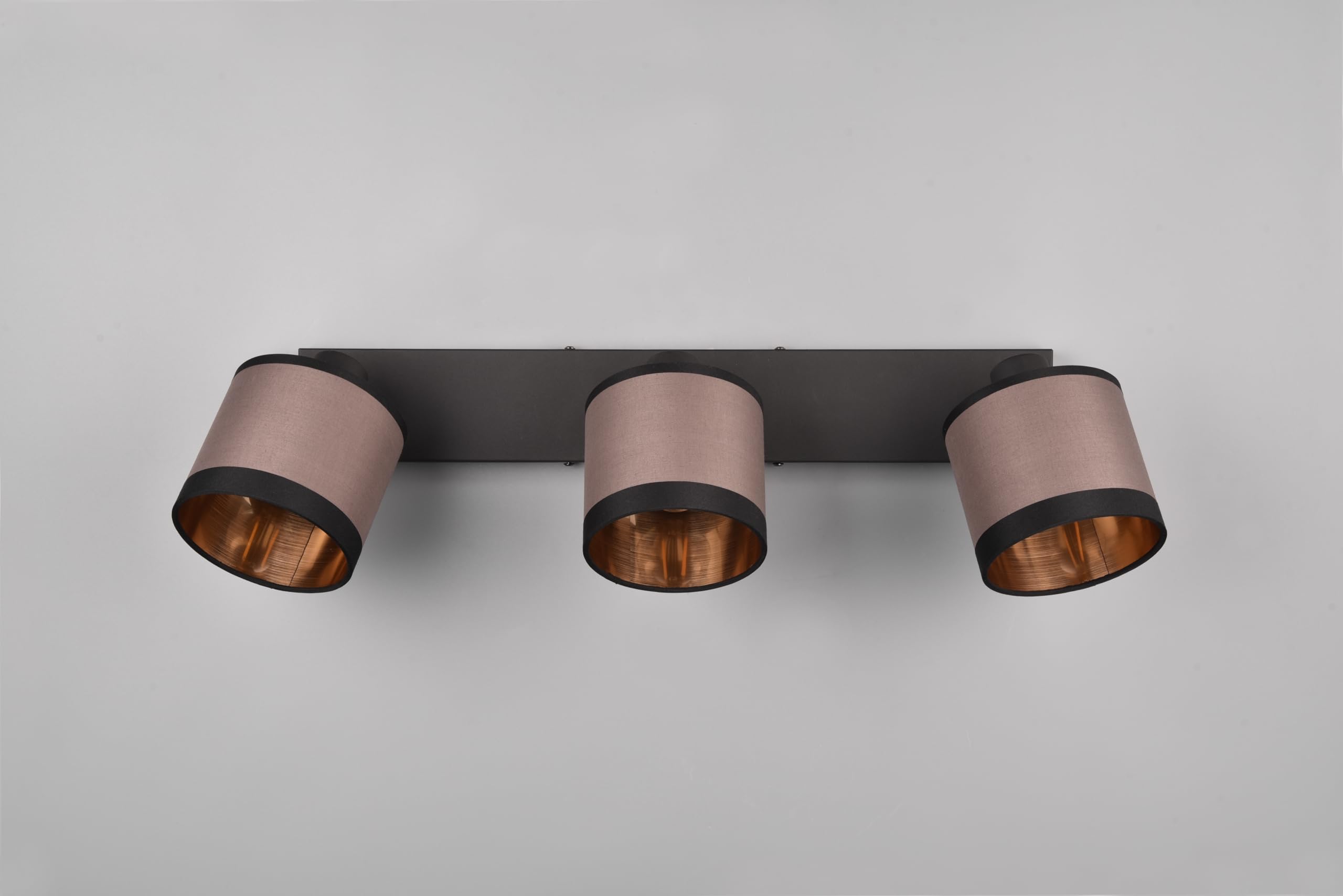 Reality Leuchten Spot bar Davos R81553041, taupe-noir métal chromé tissu gris/blanc, sauf 3x E14