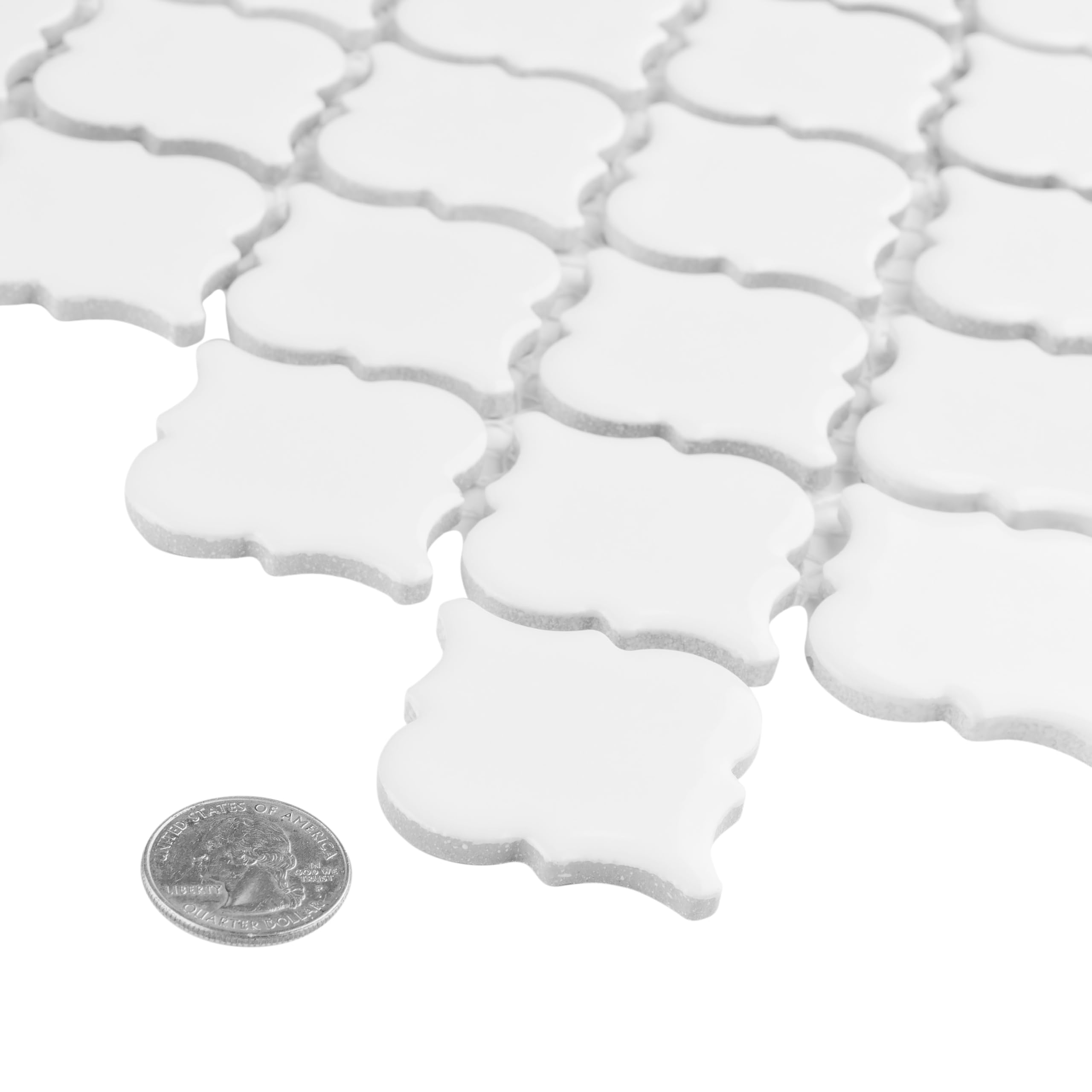 Merola Tile Hudson Tangier - Azulejo de porcelana blanca brillante de 12-3/8 x 12-3/8 pulgadas