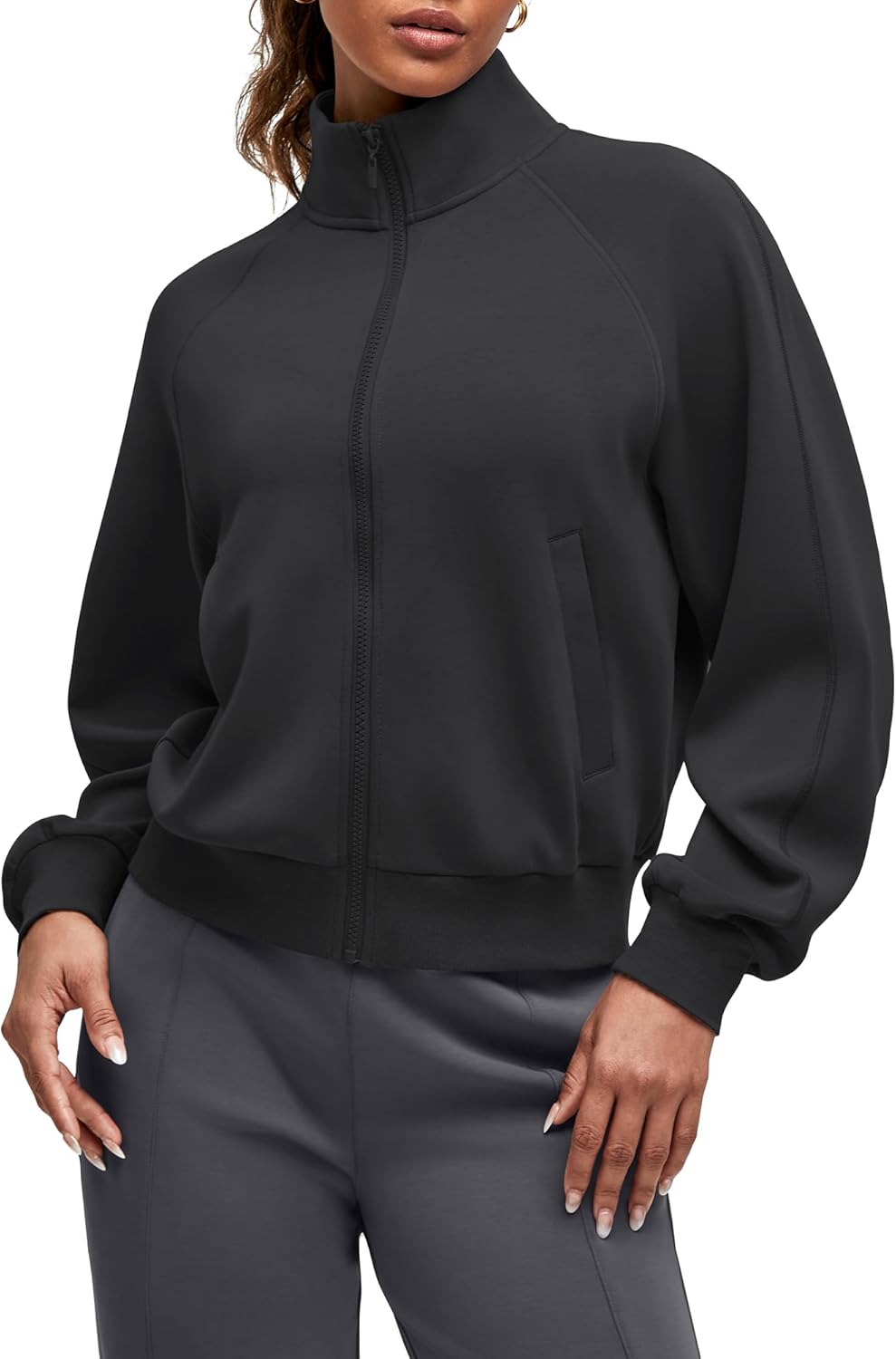 G4Free Smoofit Modal Soft Women's Zip Up Jackets Loose Fit Mock Neck Casual Tops with Pockets