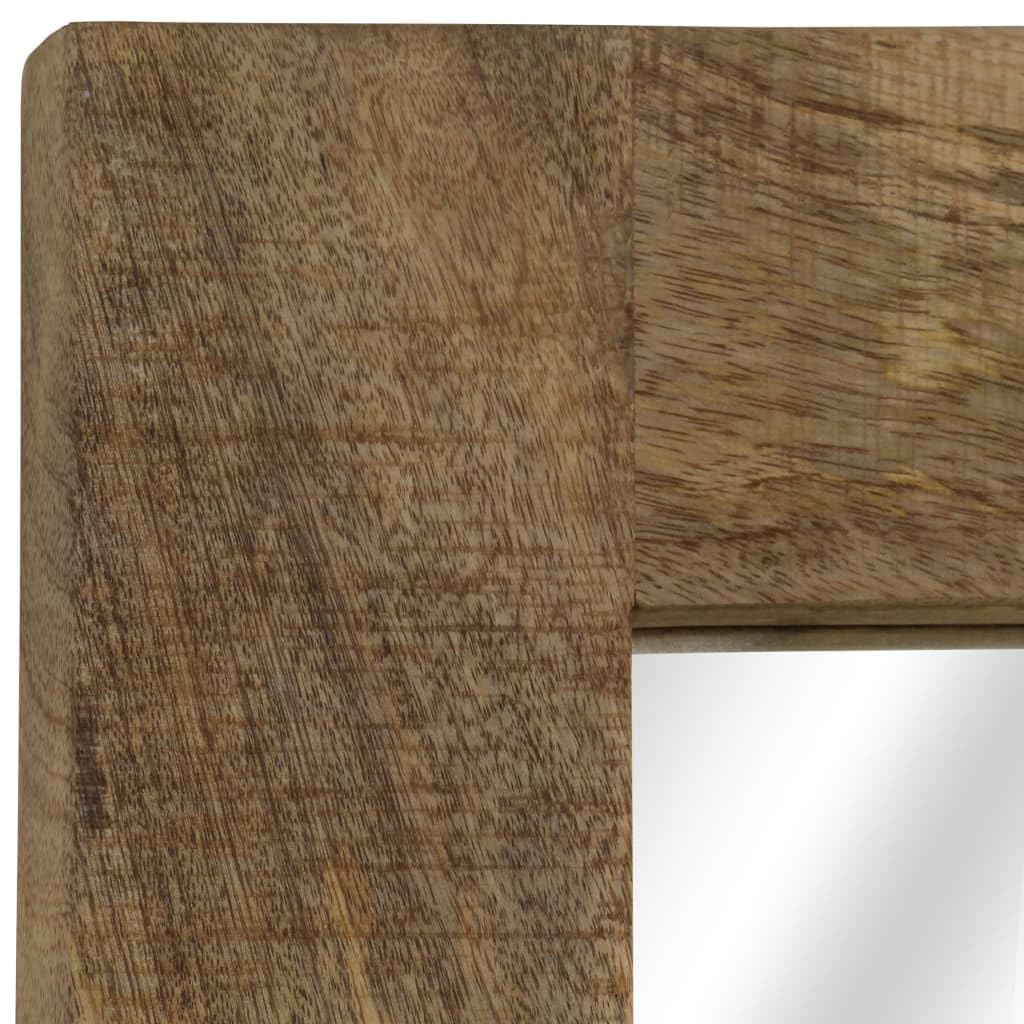 Lustro ścienne z litego drewna mango, 50 x 80 cm, lustro ścienne ze szklaną ramą, do korytarza, łazienki, salonu, sypialni, lustro dekoracyjne, wiszące, kosmetyczne, lustro garderobiane w