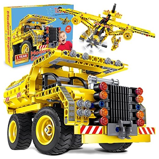 STEM Toy Building Sets for Boys 8-12 - 361 Pcs Construction Engineering Kit Builds Dump Truck or Airplane (2in1) STEM Building Toy Set for Kids - Ages 6 7 8 9 10 11 12 Years Old, Boy Toys Gift