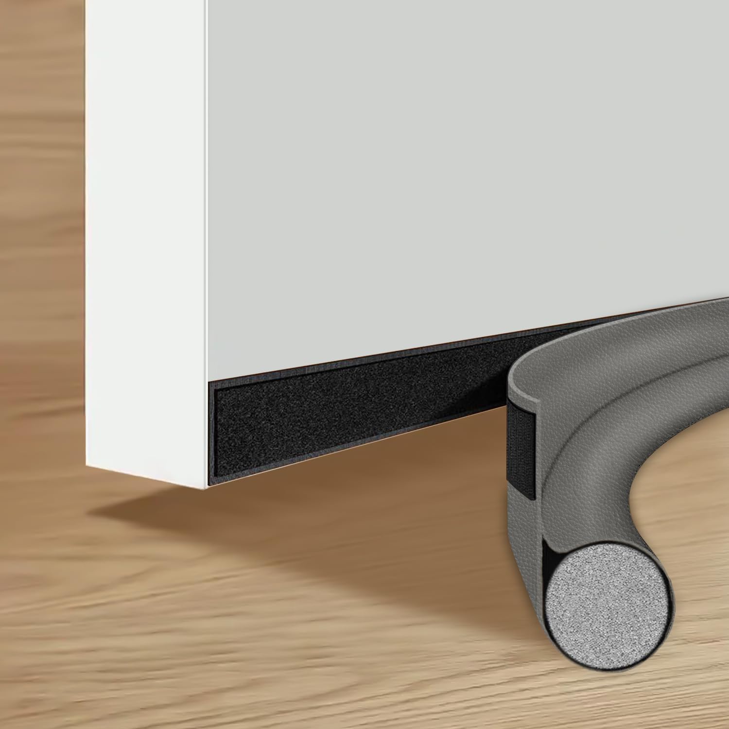 Door Draft Excluder 37in/96cm Noise Reduction & Warmth - Under Door Seal Dustproof (Grey)
