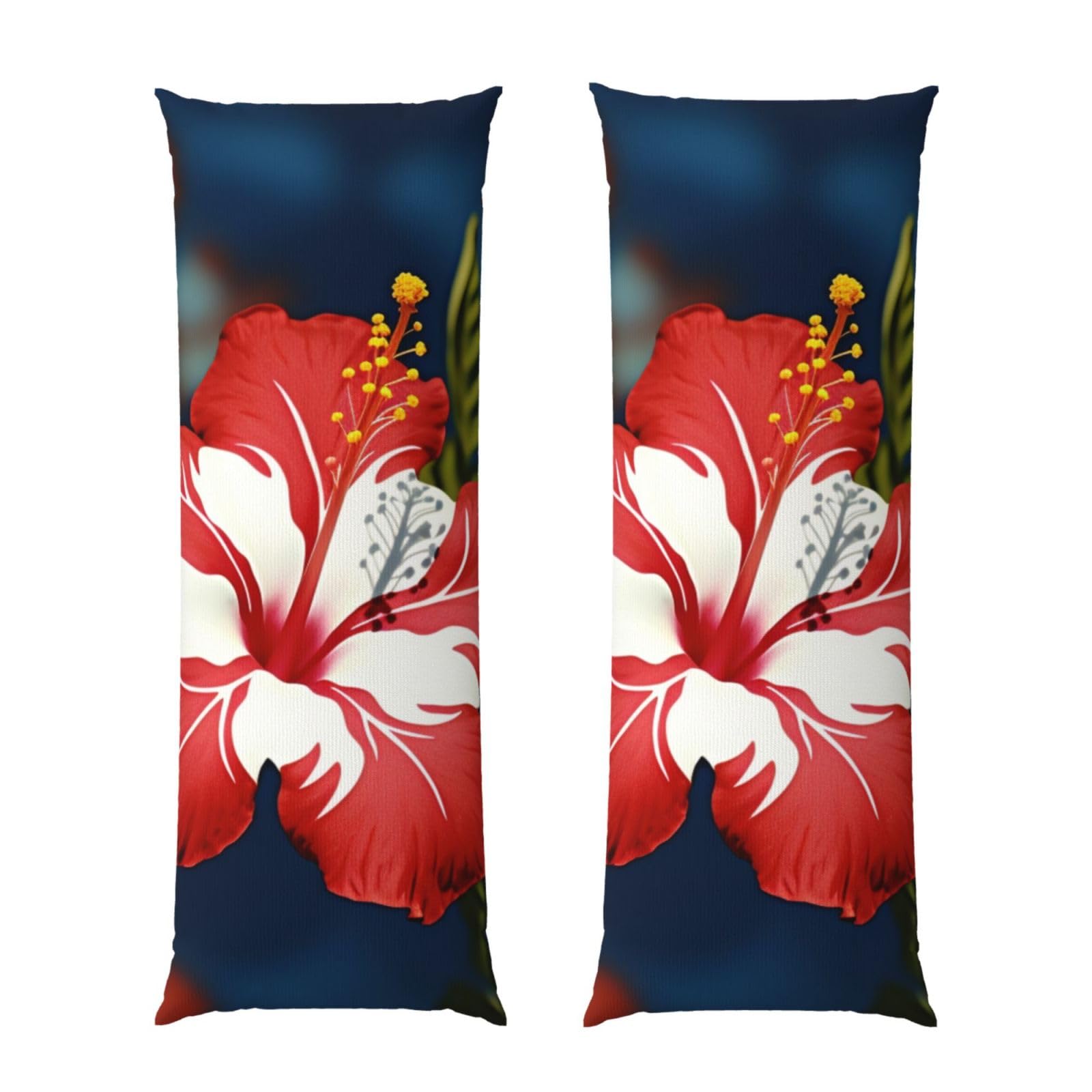 Housse de coussin de corps respirante en textile ultra doux taie d'oreiller longue fleurs rouges