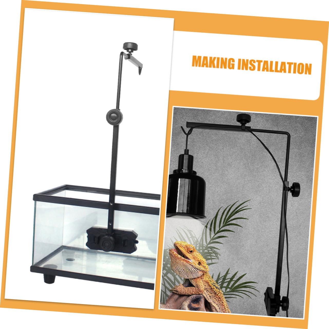 GANAZONO Supporto Regolabile per Lampada Riscaldante Rettili e Tartarughe Staffa Multifunzione per Terrari e Acquari Design Elegante Compatibile con Vari Stili di Habitat