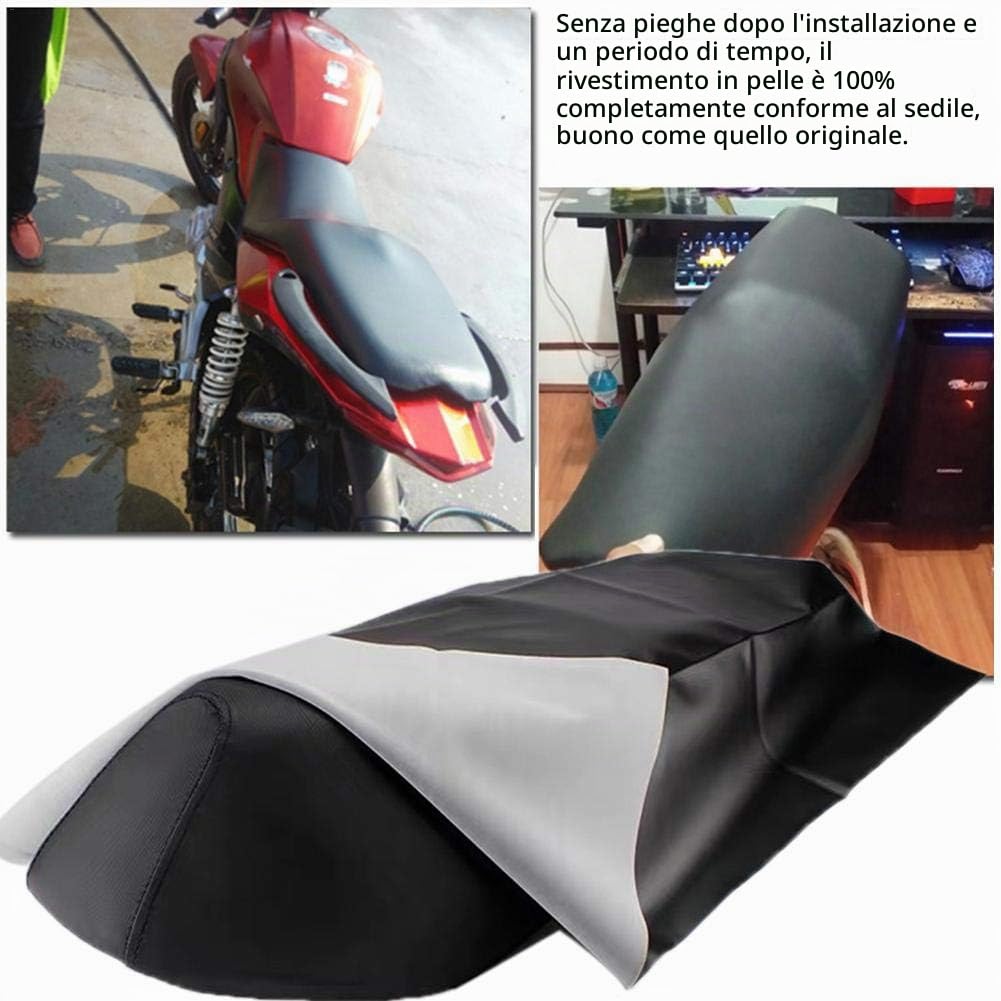 Copri-sella da moto, in pelle nera, protezione per sedile universale in pelle, rivestimento impermeabile, resistente all'usura per la maggior parte delle moto, 100 x 70 cm