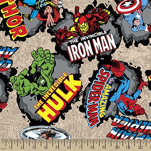 Springs Creative Products Group Marvel Comic Burst Fabric, 43 by 44-Inch Wide, Tan