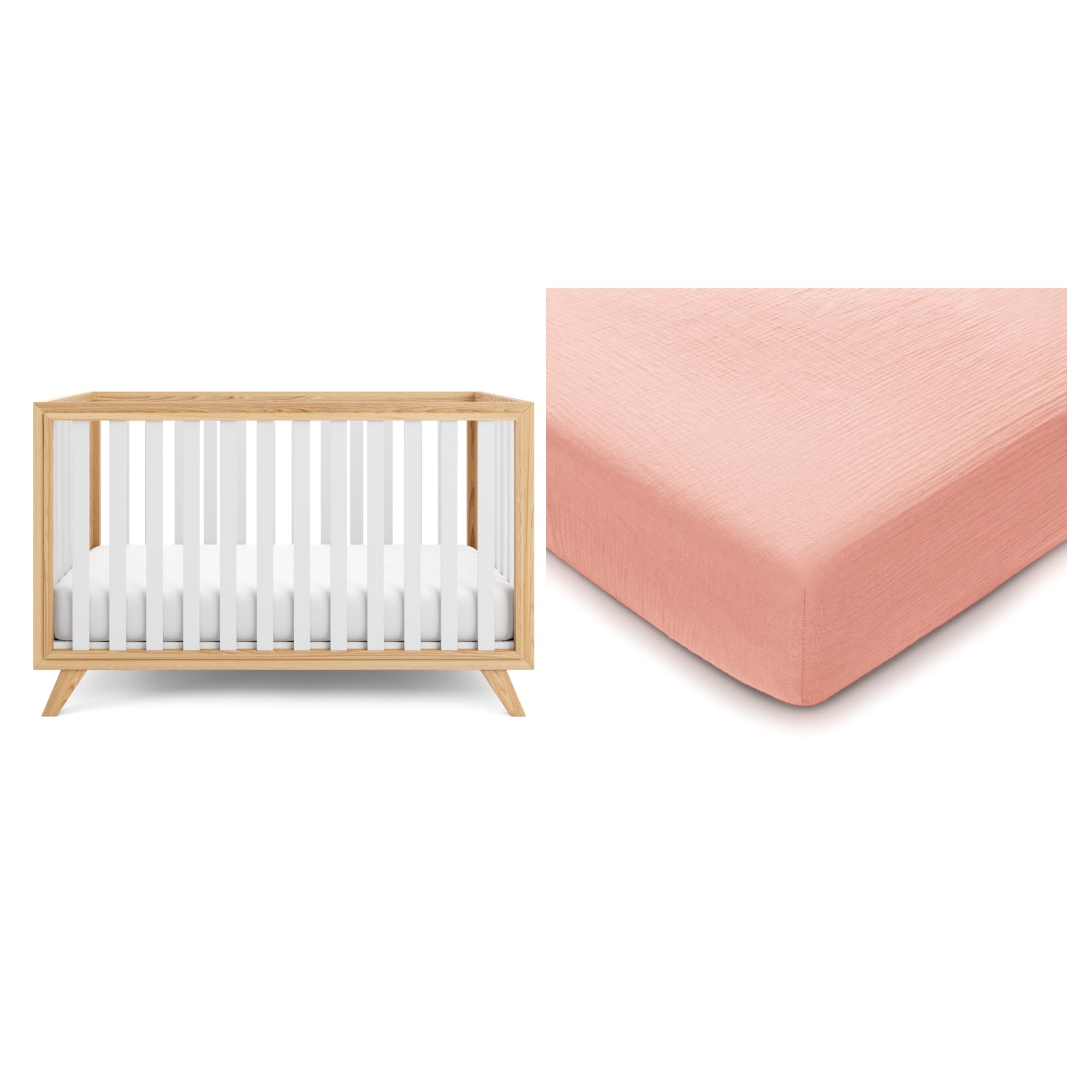 Comfy Cubs Baby Crib and Muslin Cotton Fitted Crib Sheet Bundled