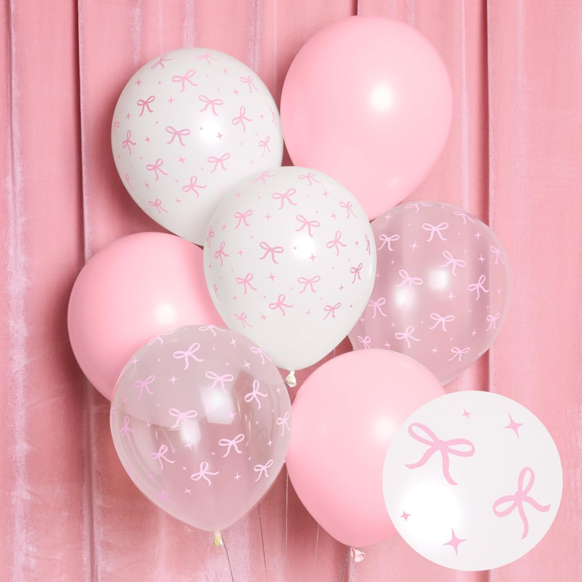 xo, Fetti Party Decorations Pink Latex Bow Balloons - 24 pk, 12" | Bachelorette Decorations, Bow Theme Birthday Party, Bridal Engagement Decor, Coquette Cute Supplies