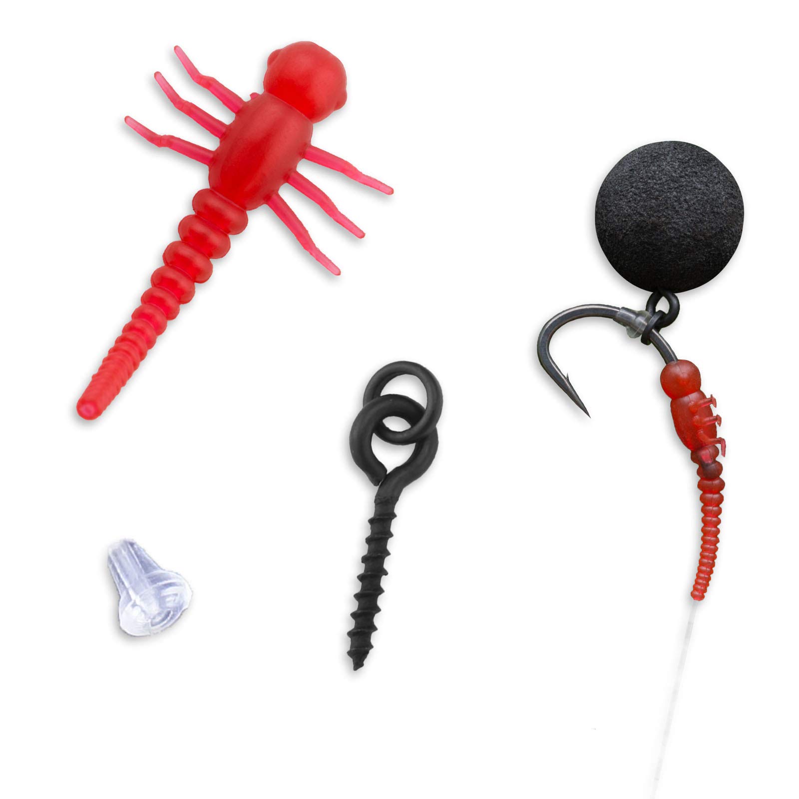 Bank Tackle Larvae Aligner Kit 30 Piece Set Carp Fishing Zig Pop Up Rig Terminal Tackle (Black)