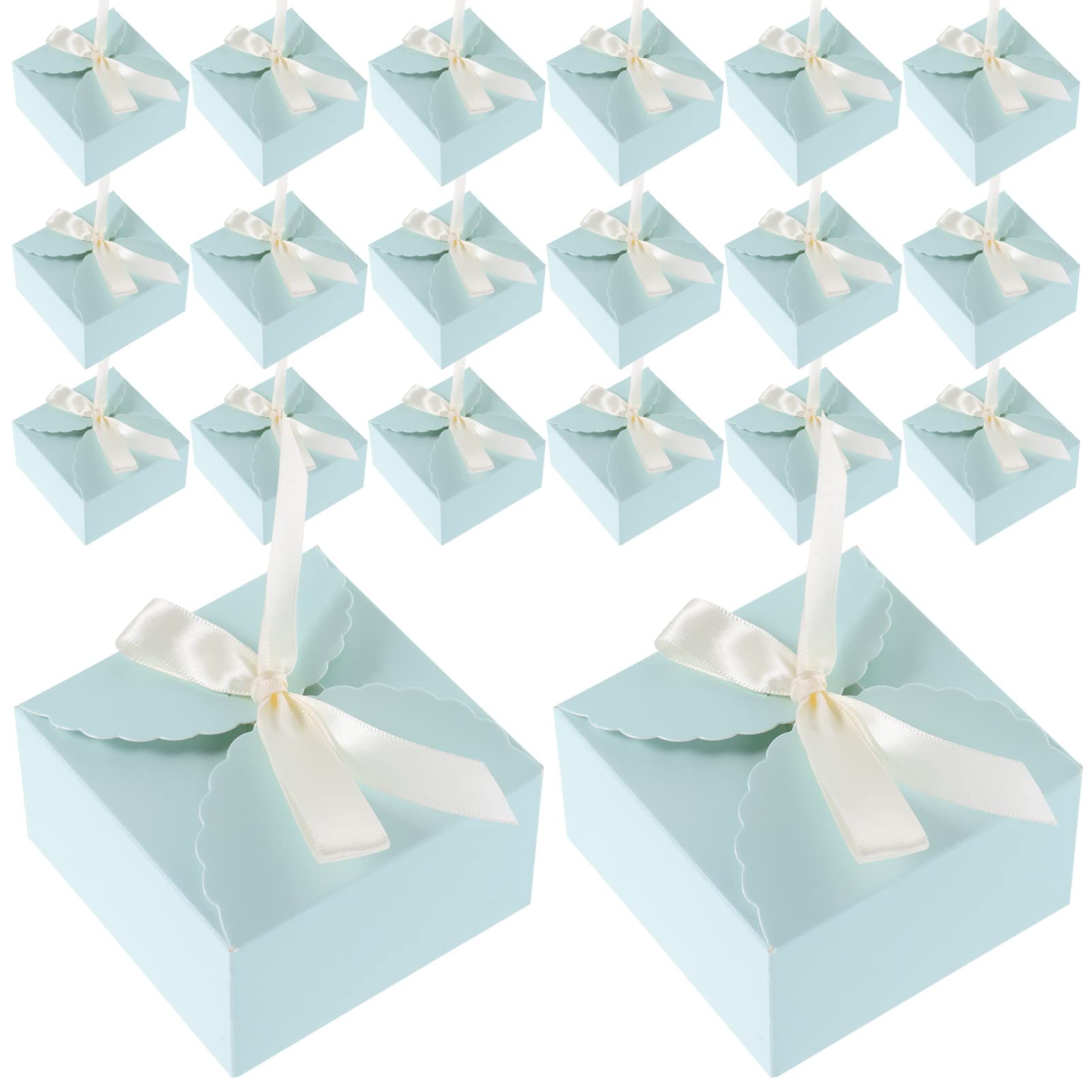 jojofuny Scatole di Cartone Natalizie Quadrate Pieghevoli per Dolci e Snack, Confezione 20 Pezzi in Carta Sottile, Facili da Montare, per Feste di Compleanno