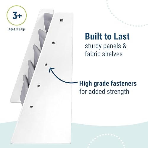 Miniatura 59 de Wildkin Estantería de madera para niños, diseño de lona premium con 4 estantes de tela, organizador para el hogar o el aula, natural con aguamarina