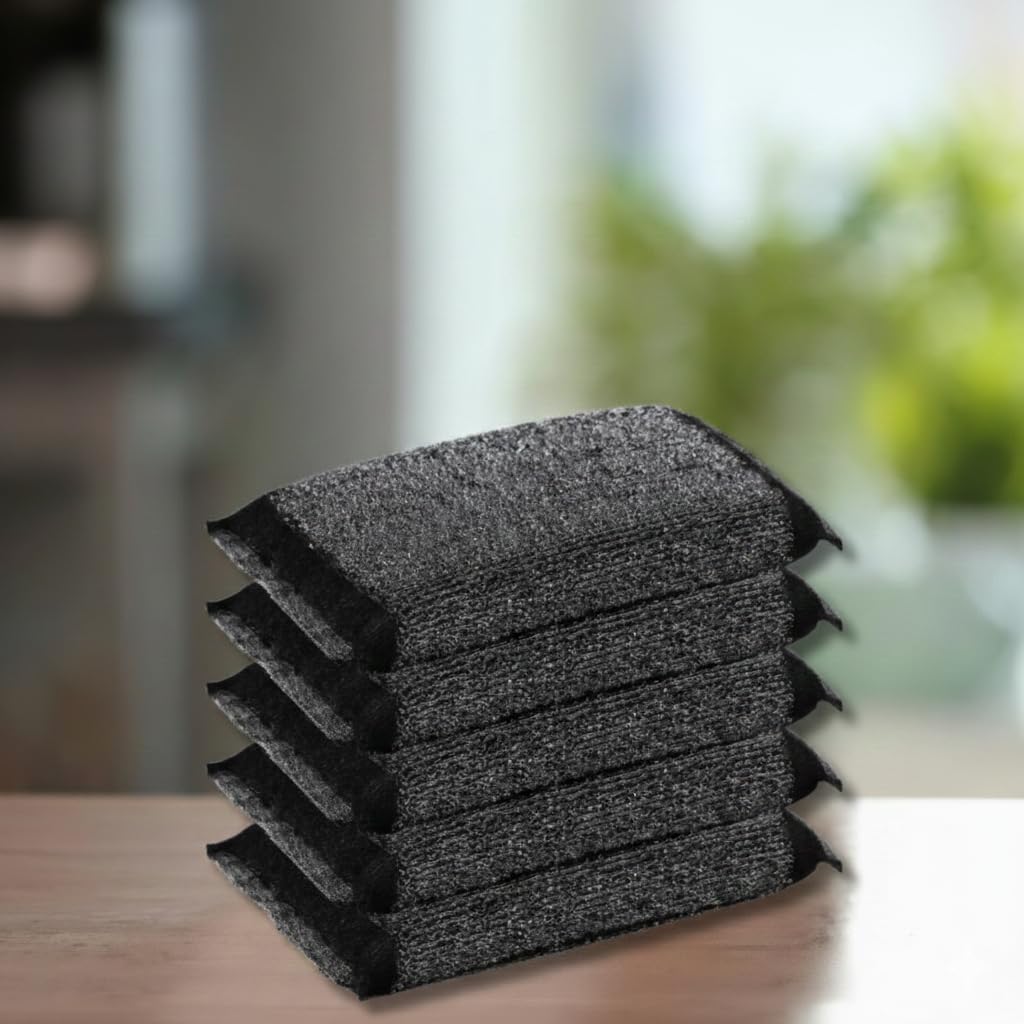 Prime Steel Scrub (Pack of 5) - Kitchen Scrub Stainless Steel Utensil Dish wash, Black Steel Scrubber PadHeavy Duty Washing Bartan Saaf Karne Ghassai Ghisne Ghisai-image-0