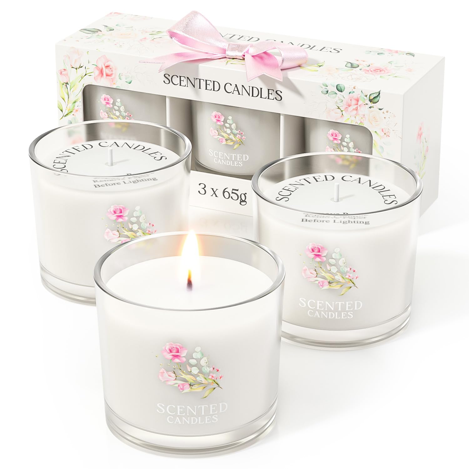 CHILLFLAME Scented Candle Gifts for Women, Candles Gift Set for Her, 3 Scented Candles for Mom, Teacher, Birthday Gifts for Women/Men (White, 7 oz)