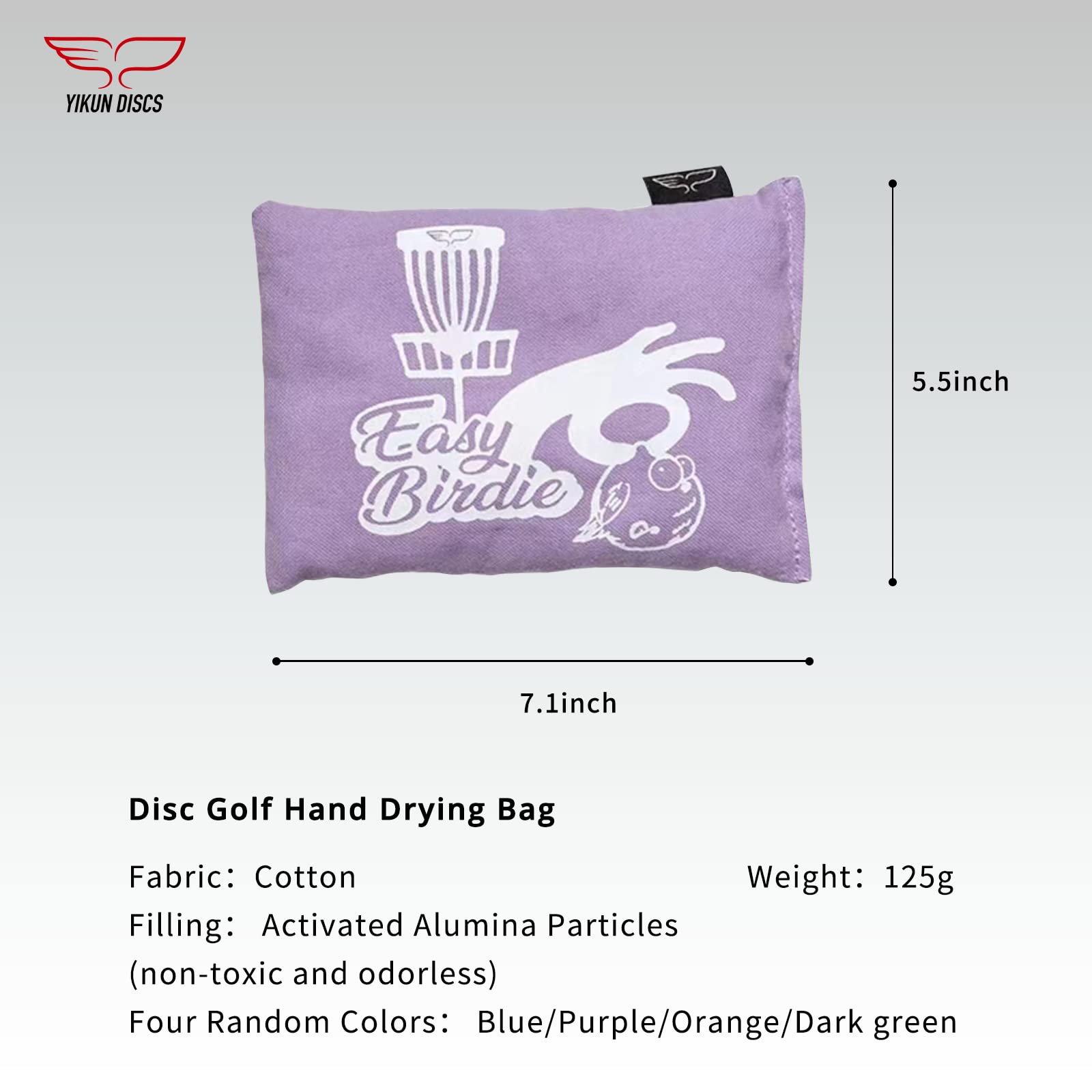 Yikun Disc Golf Grip Bag, Sweat Absorber Dry Hand Pouch, Essential Disc Golf Accessories, Substitute Chalk Bag with Active Aluminum Oxide Granules for Moisture Control(1pc Random Color)