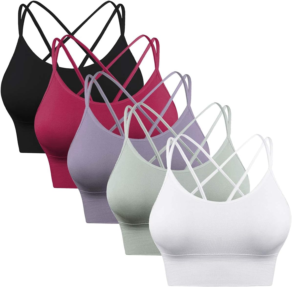 Enjoyoself Womens Strappy Sports Bra for Yoga Running Athletic Gym Workout Fitness Tank Tops