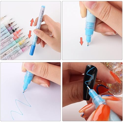 Miniatura 6 de Juego de bolígrafos de graffiti para arte de uñas, 12 unidades, resistente al agua, rotulador de pintura en blanco y negro, delineadores de gel de