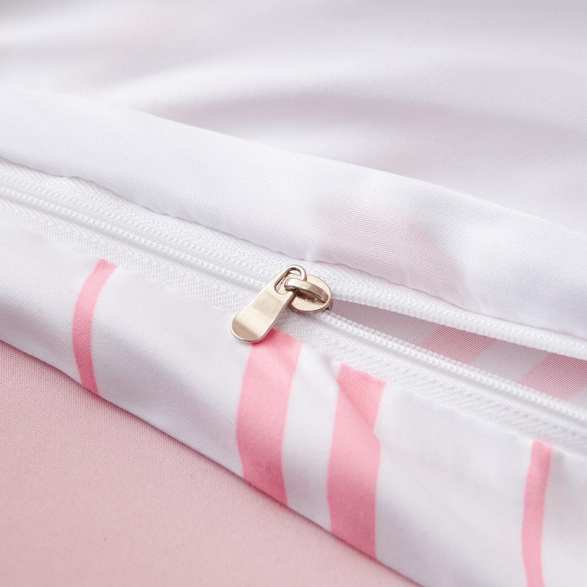 Lanqinglv Dekbedovertrekset 135x200 meisjes roze met strikjes kinderbeddengoed van microvezel, roze witte harten ÖKO-TEX beddengoedset - omkeerbaar dekbedovertrek met ritssluiting en 1 kussensloop