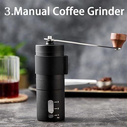 Miniatura 4 de Molinillo de café manual para uso doméstico, manivela de mano de cerámica de acero inoxidable grueso de grano de café expreso para viajes, camping,