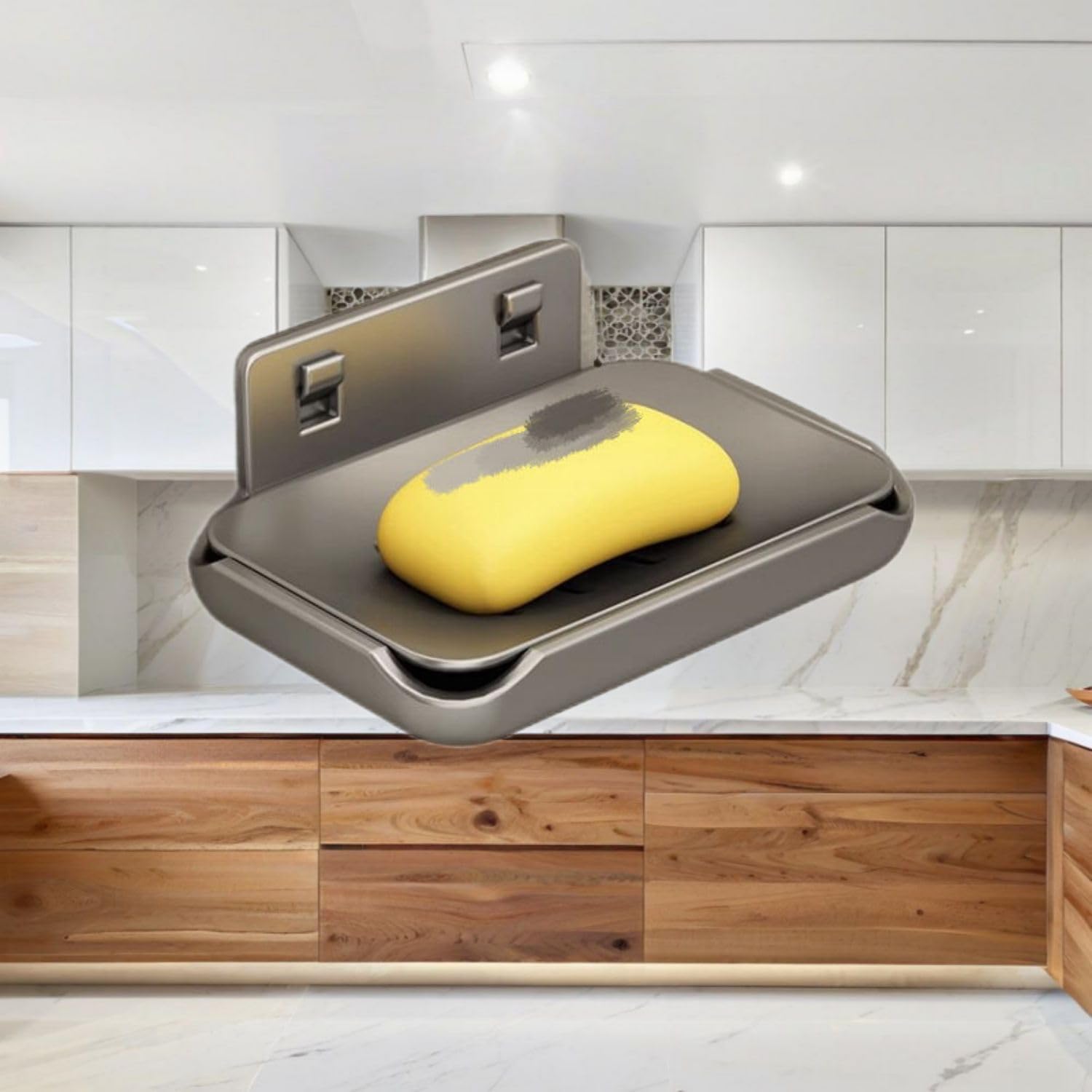 卫生间放肥皂专用盒贴墙上壁挂式的架子洗手台肥宅盒香皂沥水盘 KCookware Accessories - 428