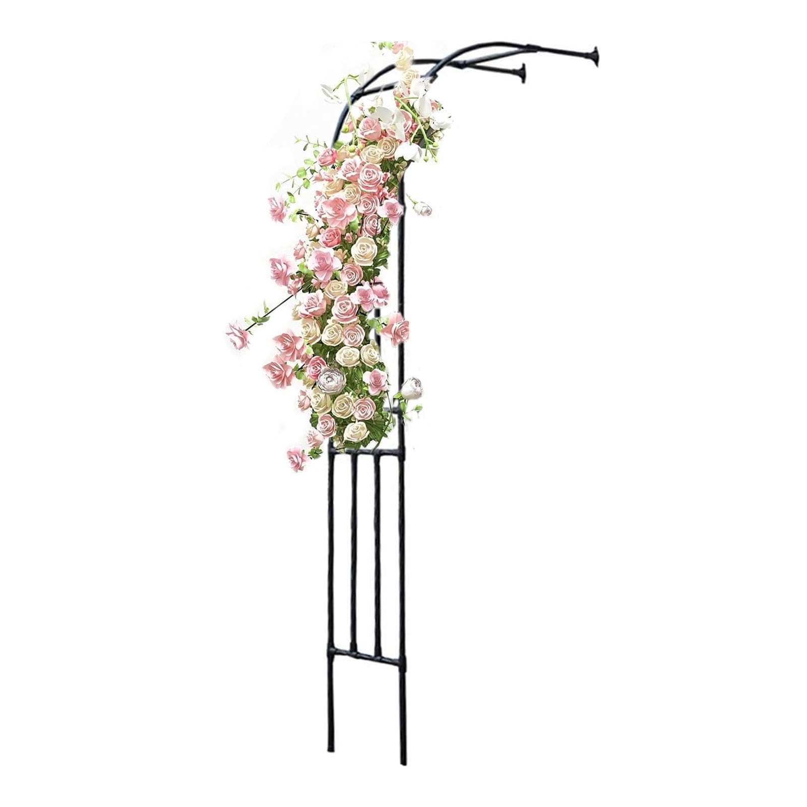 Gaommini Metal Garden Half-side Arch, Pergola Trellis for Climbing Plant Wide 0.9M 1.2M 1.5M 1.8M 2.2M 2.4M Rose Archway Stands Weather-Resistant Wedding Arches, Black(180x240x40CM/5.9x7.9x1.3ft)