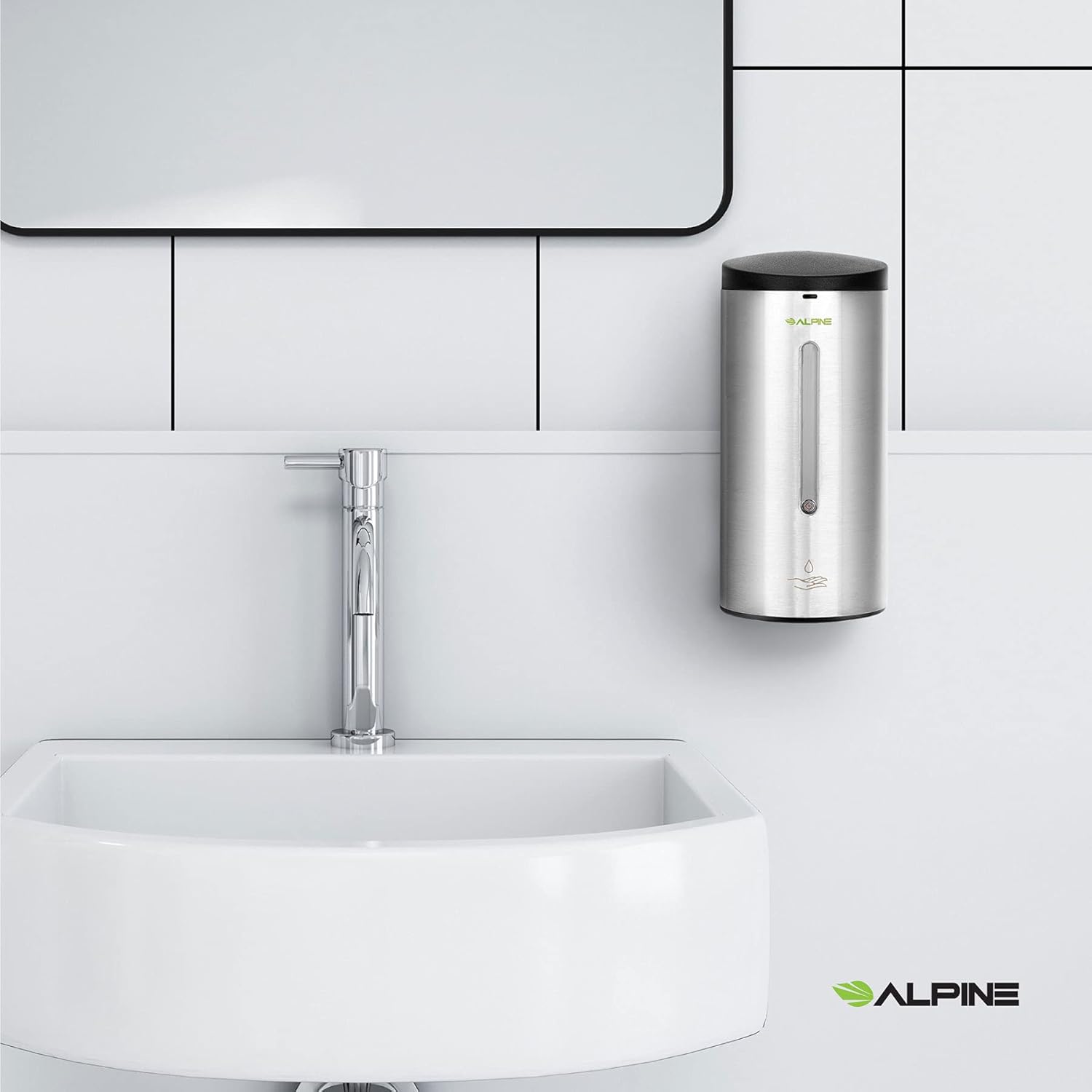 Alpine Automatic Soap Dispenser - Touchless Hand Sanitizer Liquid/Gel Dispenser - for Restaurant, Hospital, School, Hotel, Kitchen, and Bathroom-700mL(Stainless Steel)