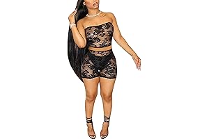 Mintsnow Women's Club Heels See Through Lace 2 Piece Outfits