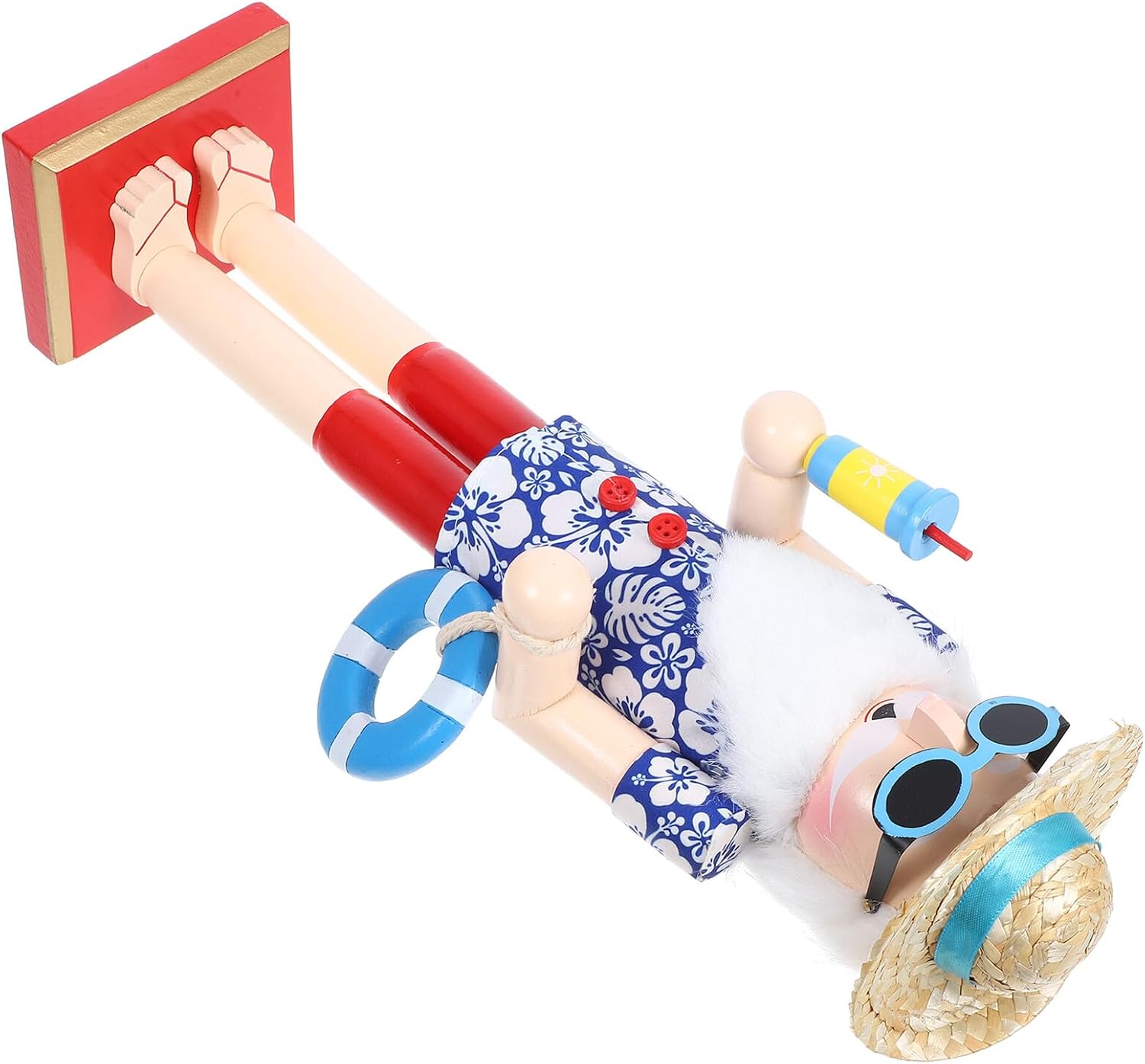 Sewroro Summer Wooden Nutcracker Figurine Coastal Christmas Nutcracker Decor Small for Holiday Shelves and Home Display