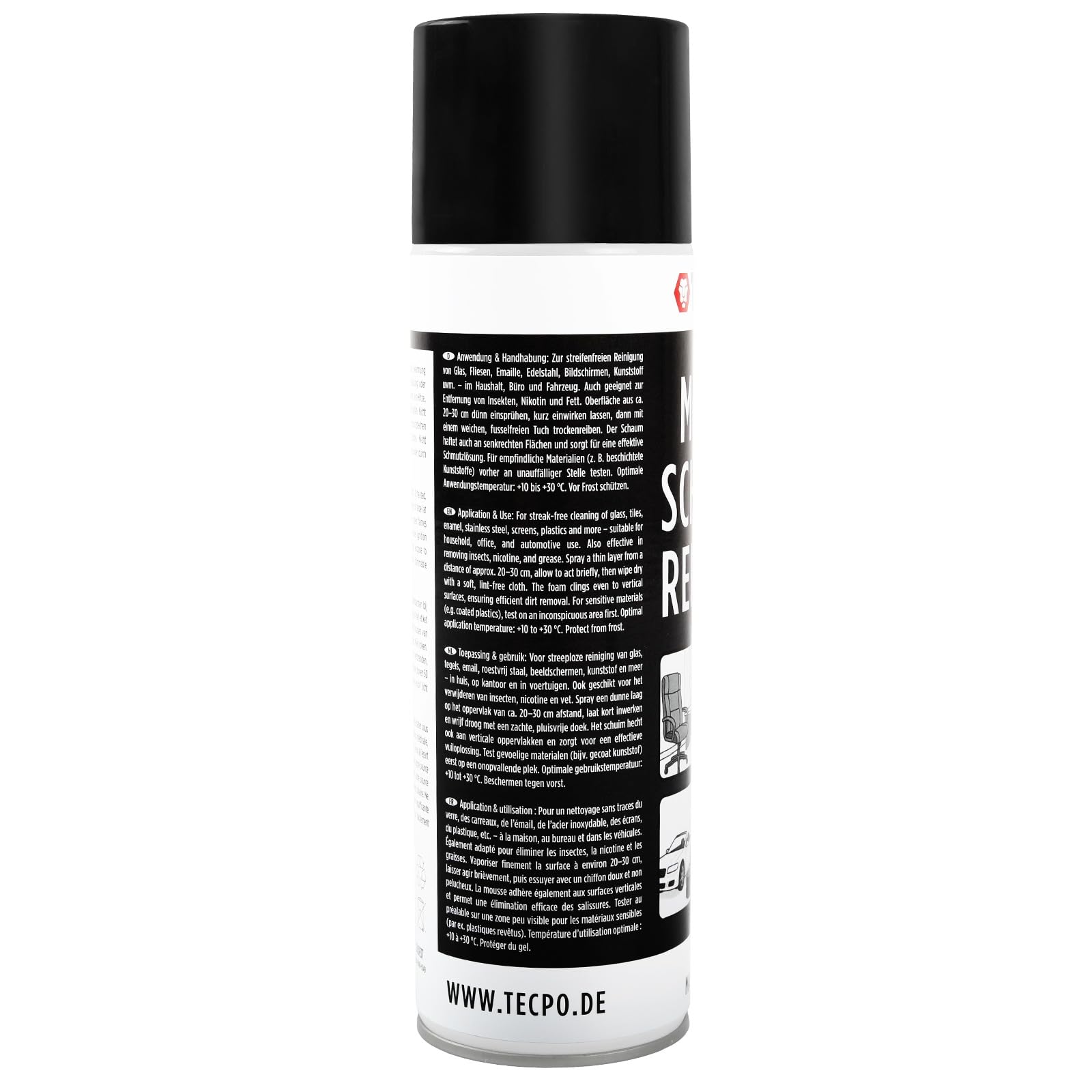 TECPO 24x Multi Schaum Reiniger, 500ml Kfz Reinigungsmittel für Innenraum, Kunststoff, Scheiben, Polster, Glas, Metall Autopflege Aktiv Reiniger