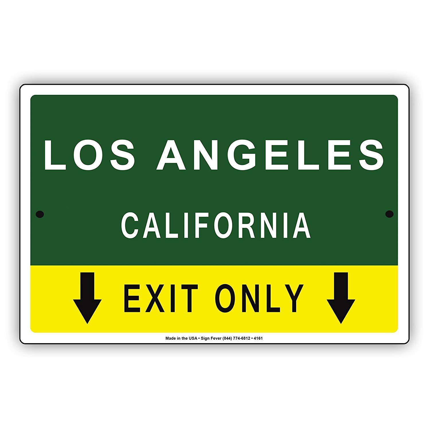 DOGT Metal tin sign 8x12 inches Los Angeles California Exit Only With Pointer Arrow Direction Way Road Signs Alert Caution Warning