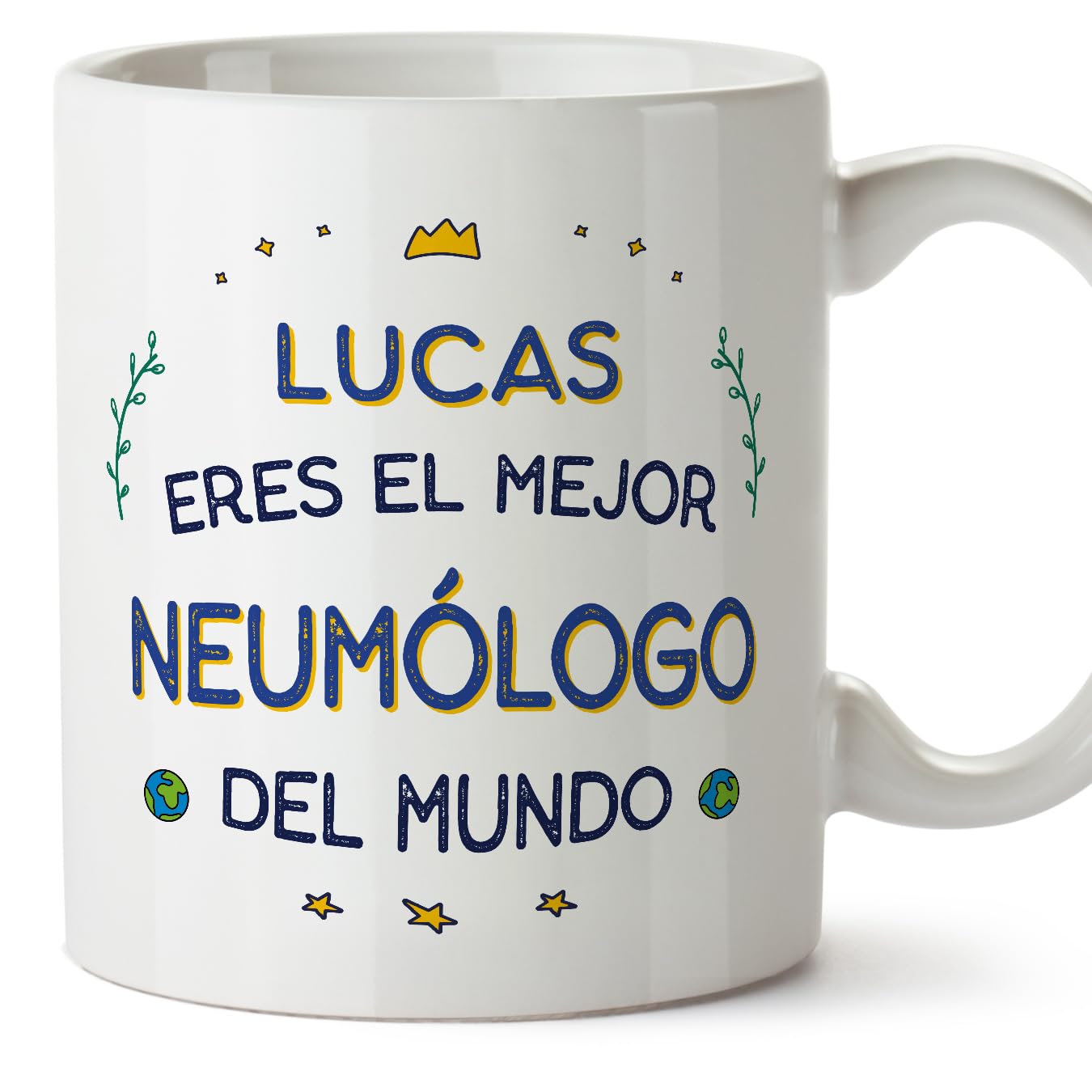 MUGFFINS Personalised Mug for Pulmonologist Man - in Spanish - Mejor del Mundo - Funny Custom Gift for Colleagues - Ceramic 11oz Mug